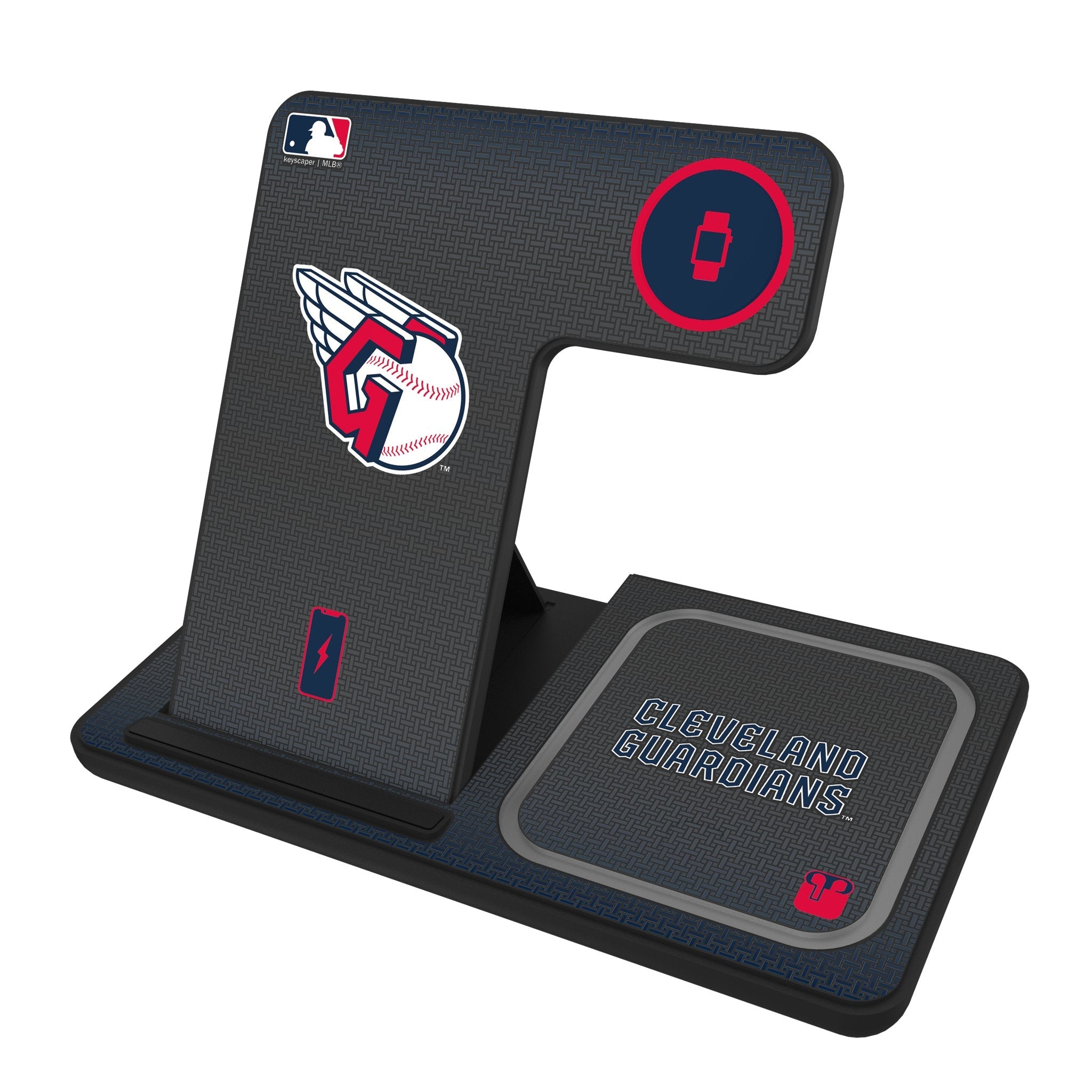Cleveland Guardians Linen 3 in 1 Charging Station - Sports Gifts, Sports Memorabilia, Sports Collectibles, Fan Shop