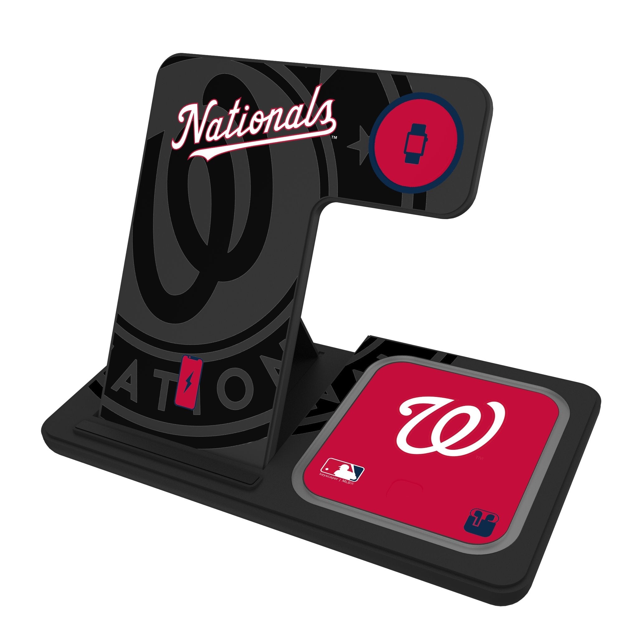 Washington Nationals Monocolor Tilt 3 in 1 Charging Station - Sports Gifts, Sports Memorabilia, Sports Collectibles, Fan Shop