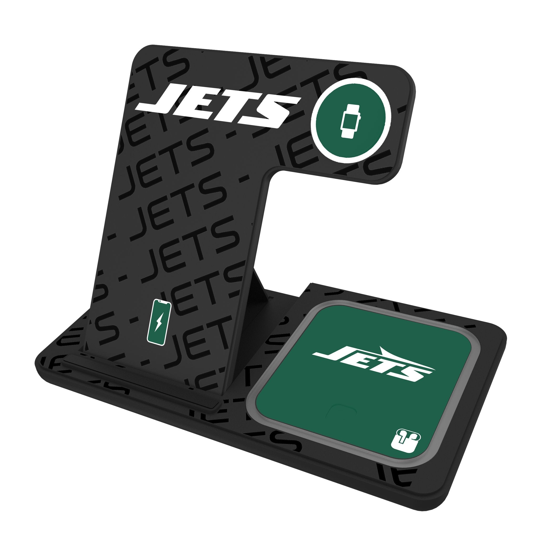 New York Jets Monocolor Tilt 3 in 1 Charging Station - Sports Gifts, Sports Memorabilia, Sports Collectibles, Fan Shop