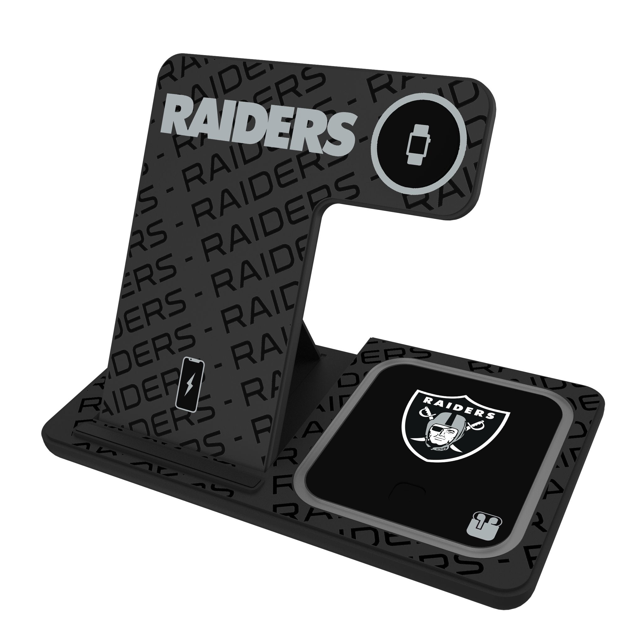Las Vegas Raiders Monocolor Tilt 3 in 1 Charging Station - Sports Gifts, Sports Memorabilia, Sports Collectibles, Fan Shop