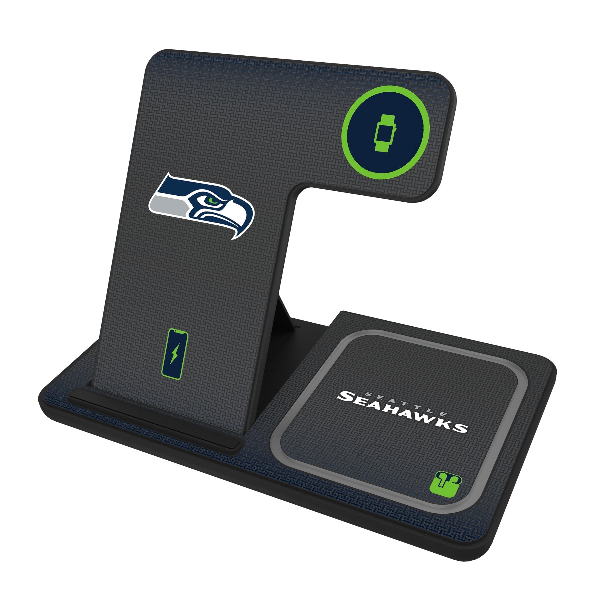 Seattle Seahawks Linen 3 in 1 Charging Station - Sports Gifts, Sports Memorabilia, Sports Collectibles, Fan Shop