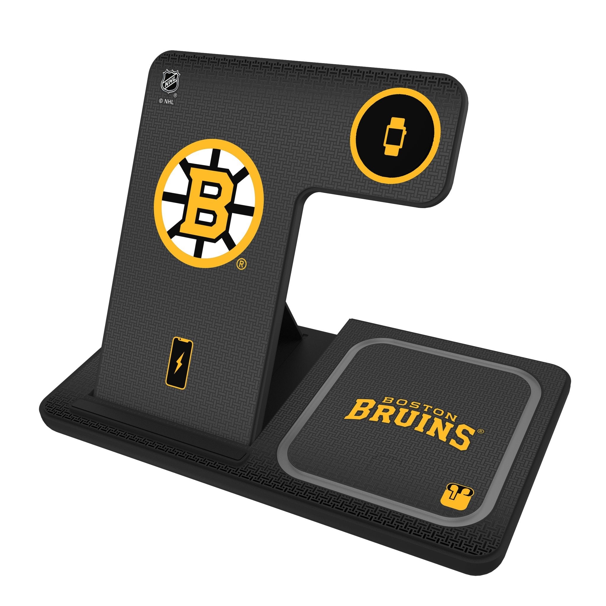 Boston Bruins Linen 3 in 1 Charging Station - Sports Gifts, Sports Memorabilia, Sports Collectibles, Fan Shop