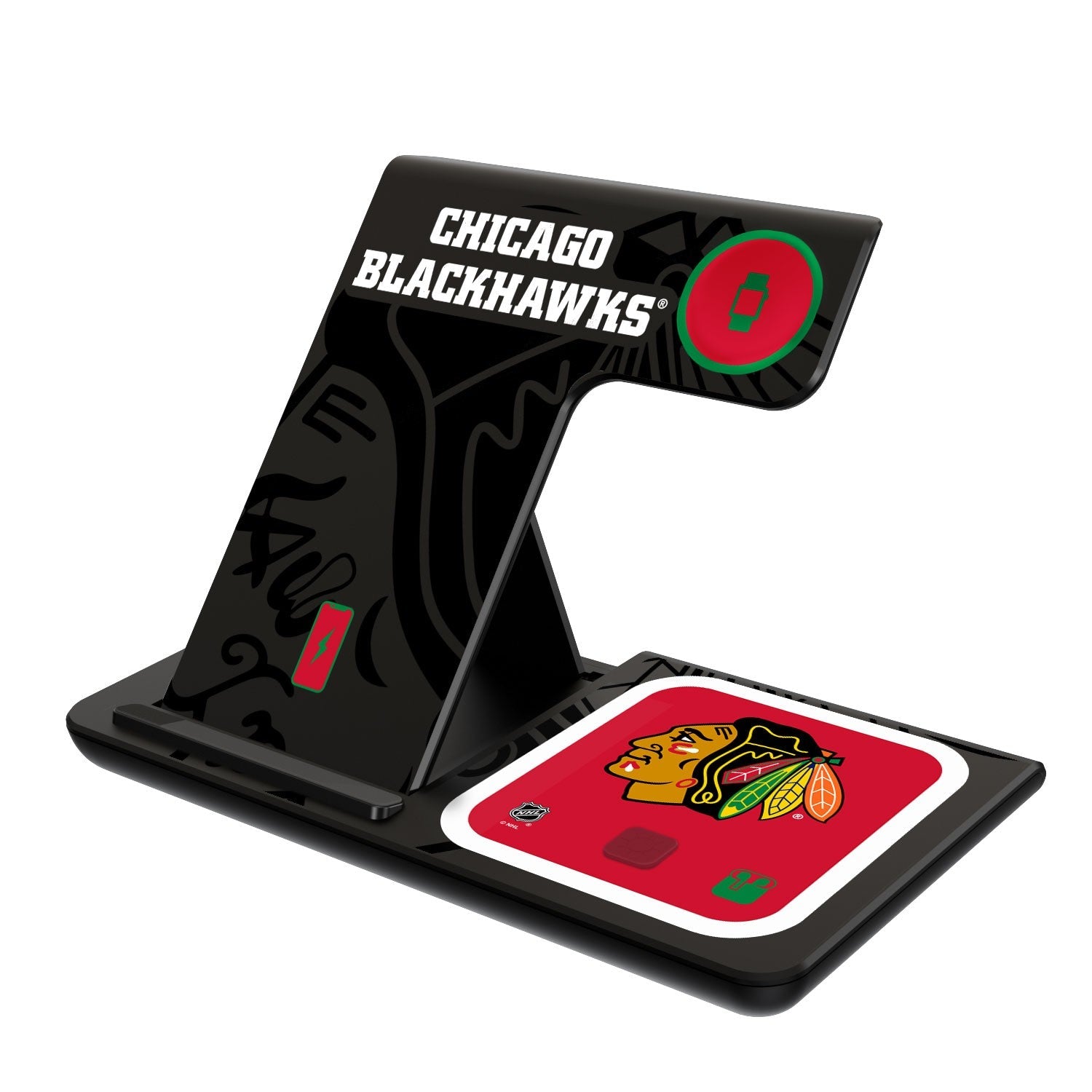Chicago Blackhawks Tilt 3 in 1 Charging Station - Sports Gifts, Sports Memorabilia, Sports Collectibles, Fan Shop