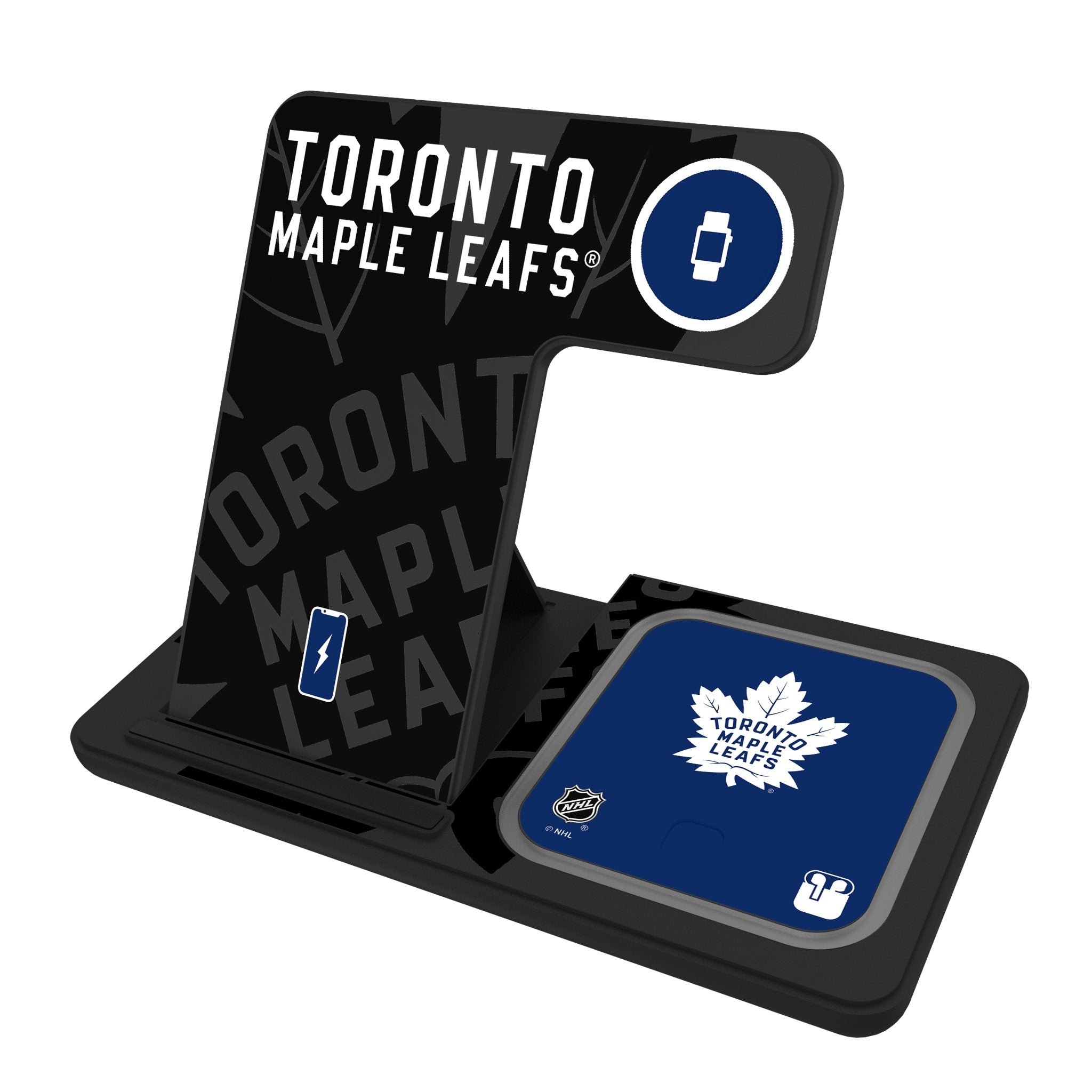 Toronto Maple Leafs Monocolor Tilt 3 in 1 Charging Station - Sports Gifts, Sports Memorabilia, Sports Collectibles, Fan Shop