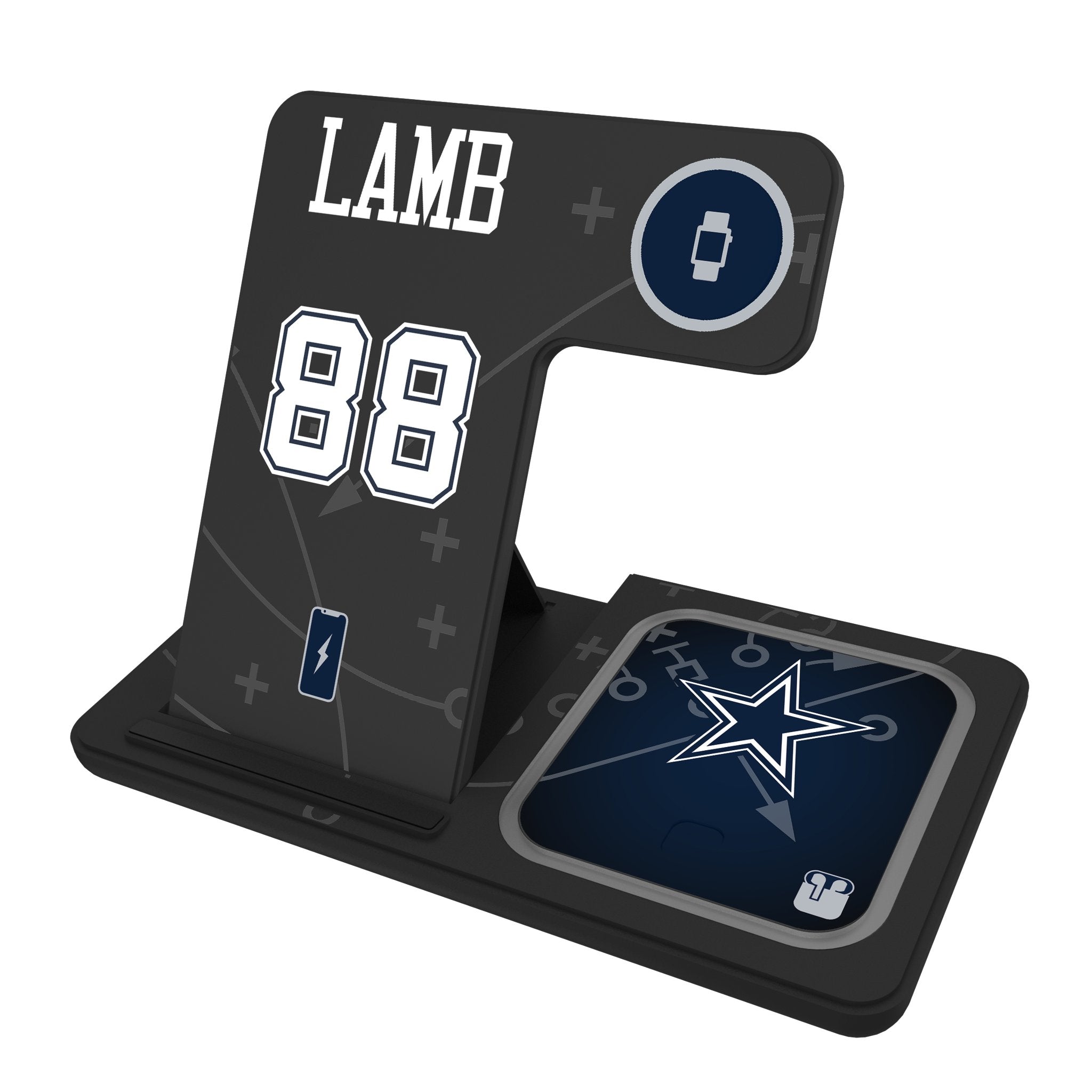 CeeDee Lamb Dallas Cowboys 88 Ready 3 in 1 Charging Station - Sports Gifts, Sports Memorabilia, Sports Collectibles, Fan Shop