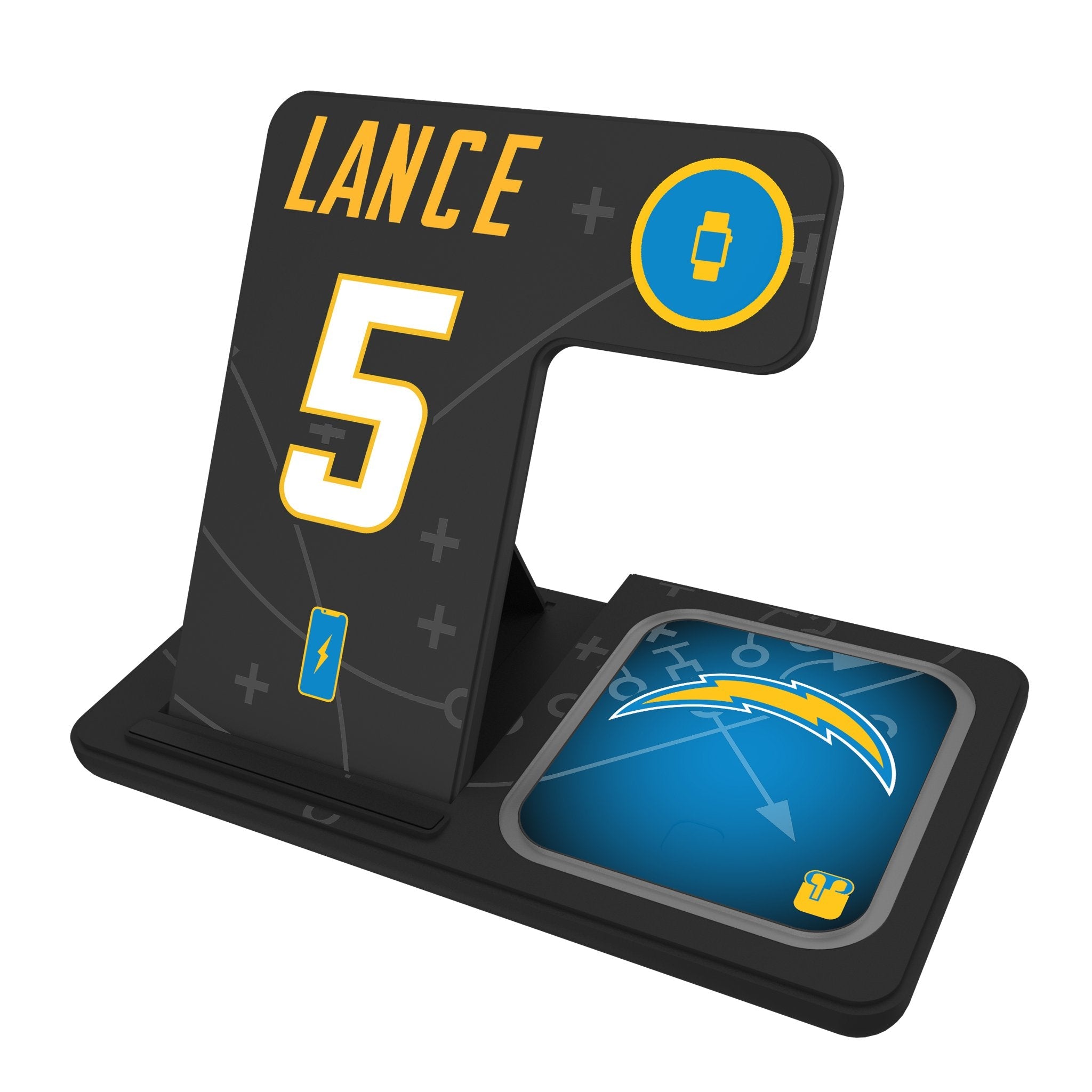 Trey Lance Los Angeles Chargers 5 Game Tactic 3 in 1 Charging Station - Sports Gifts, Sports Memorabilia, Sports Collectibles, Fan Shop