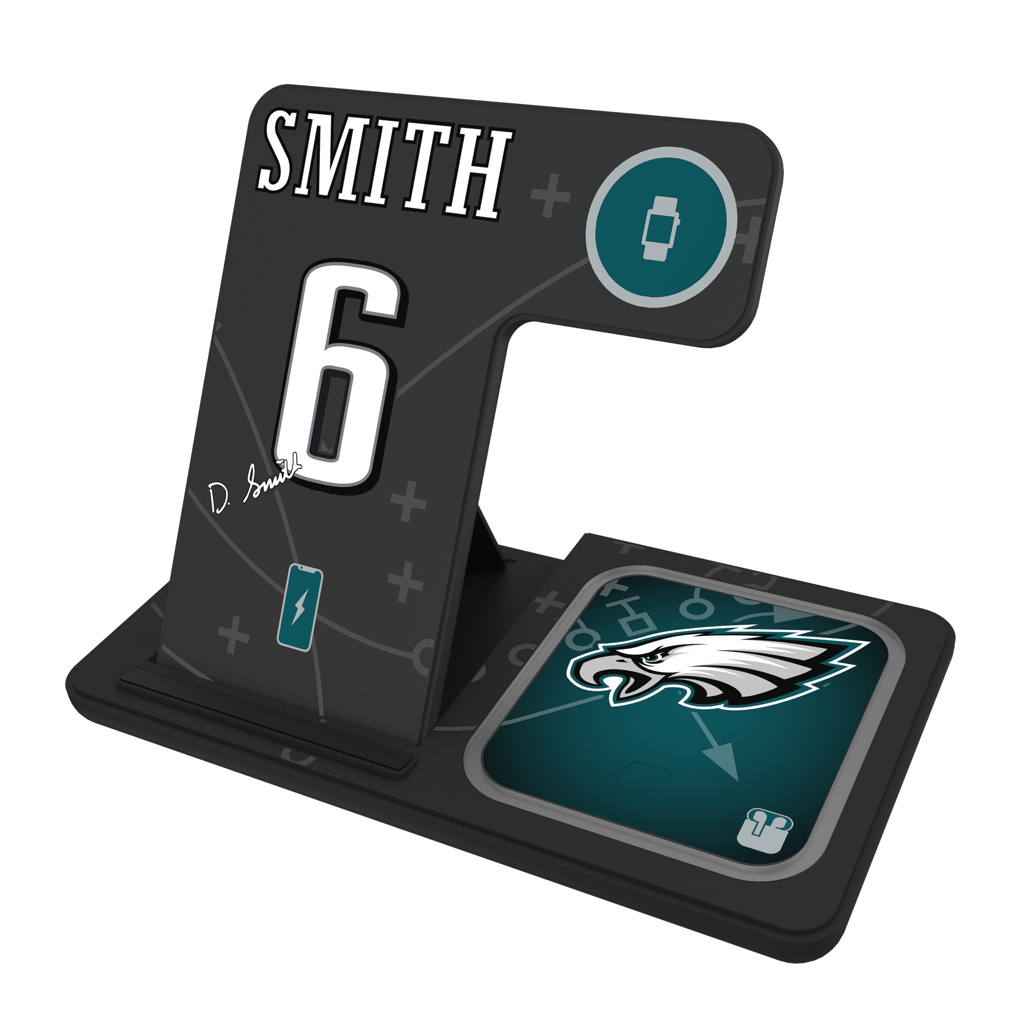 DeVonta Smith Philadelphia Eagles 6 Ready 3 in 1 Charging Station - Sports Gifts, Sports Memorabilia, Sports Collectibles, Fan Shop