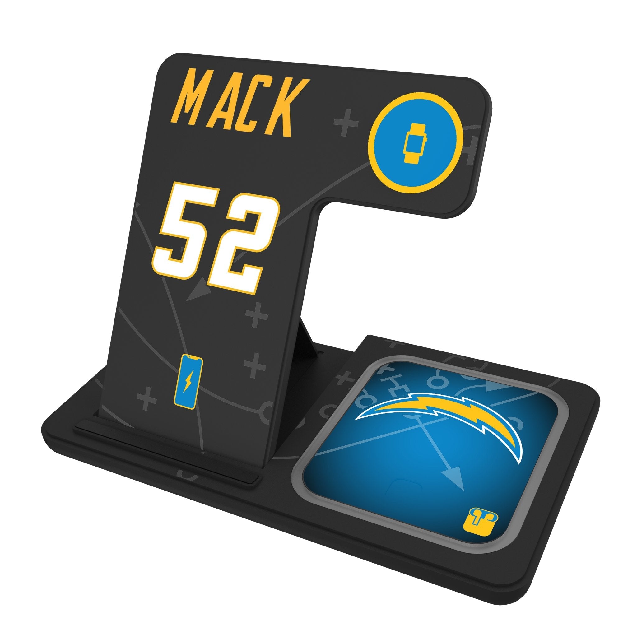 Khalil Mack Los Angeles Chargers 52 Ready 3 in 1 Charging Station - Sports Gifts, Sports Memorabilia, Sports Collectibles, Fan Shop