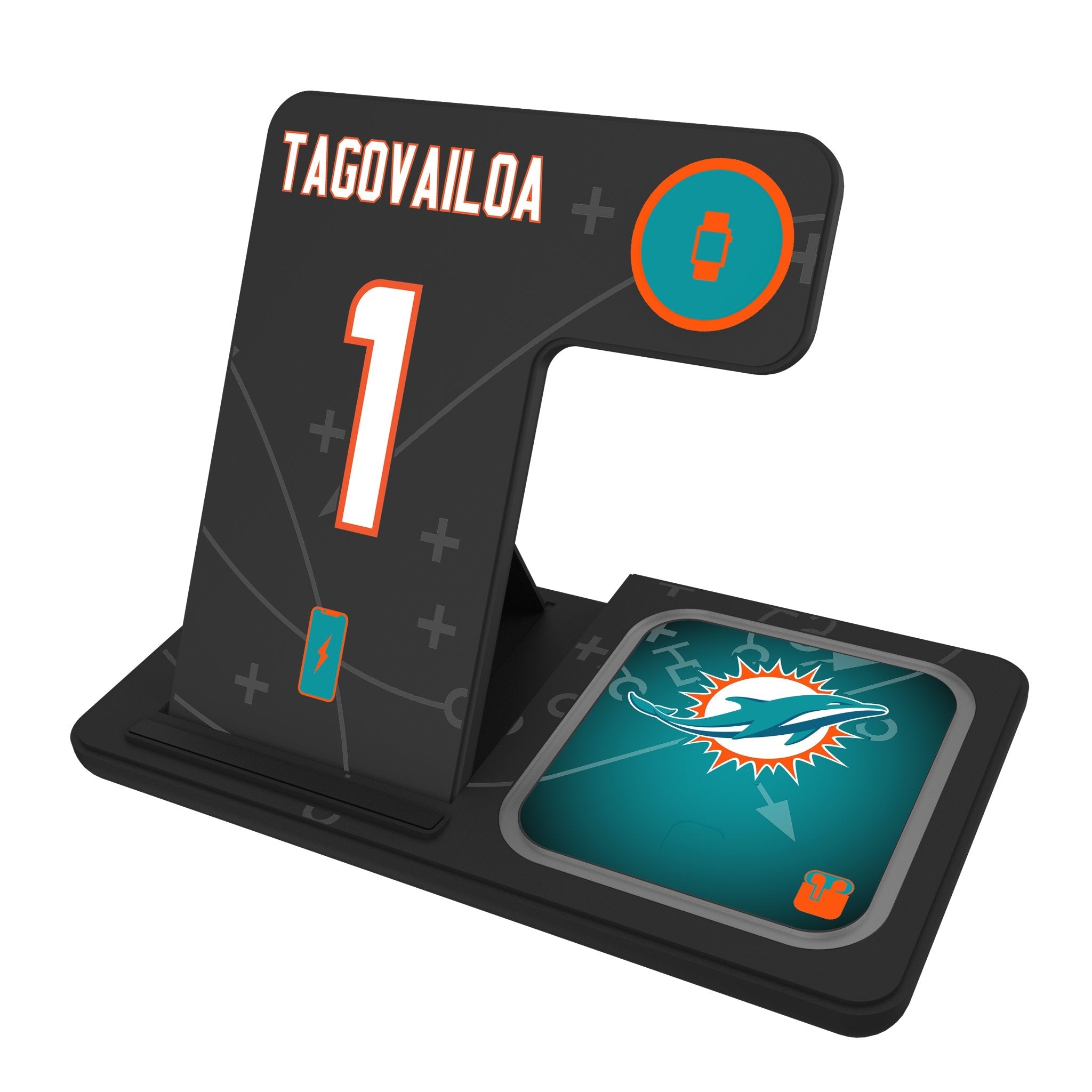 Tua Tagovailoa Miami Dolphins 1 Ready 3 in 1 Charging Station - Sports Gifts, Sports Memorabilia, Sports Collectibles, Fan Shop