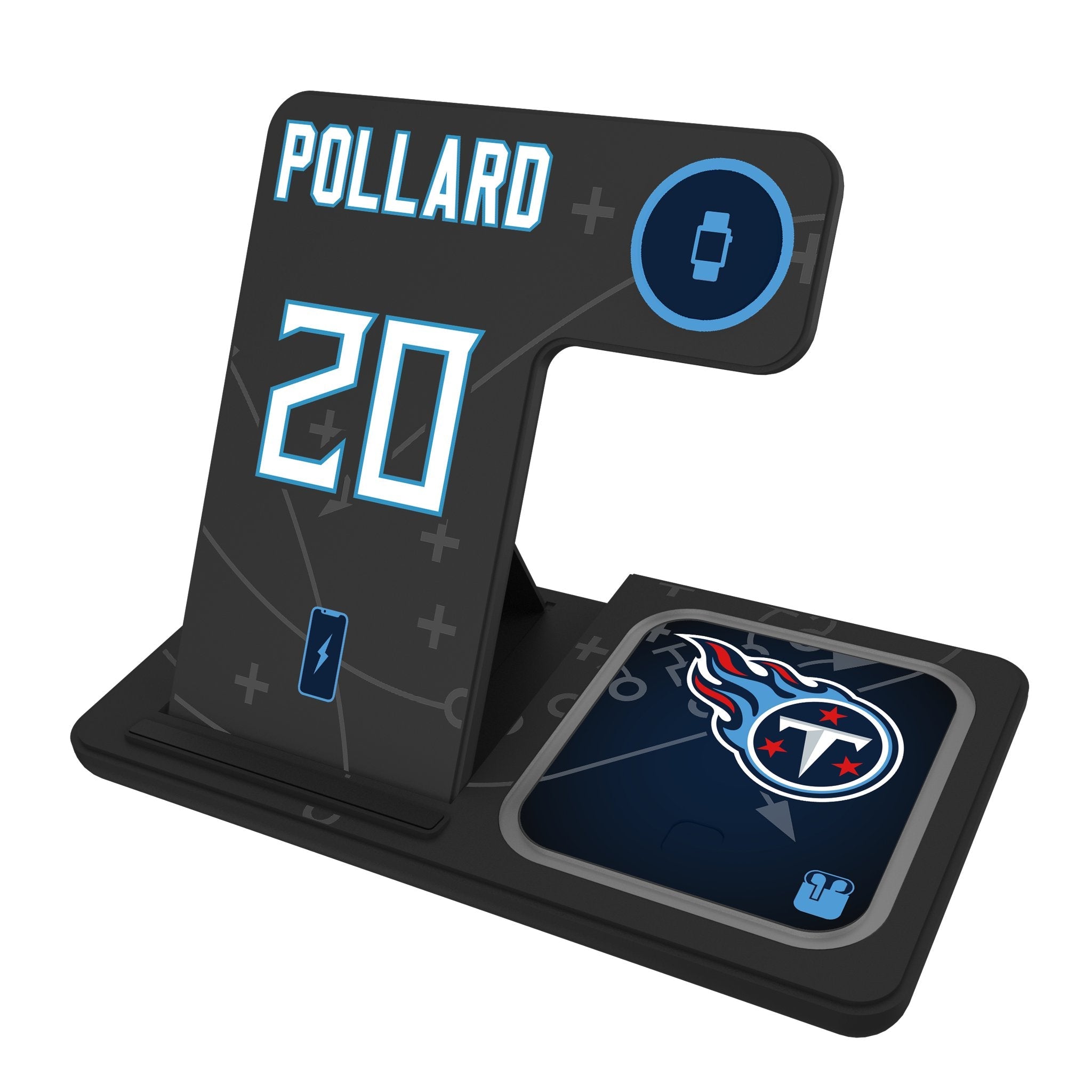 Tony Pollard Tennessee Titans 20 Ready 3 in 1 Charging Station - Sports Gifts, Sports Memorabilia, Sports Collectibles, Fan Shop