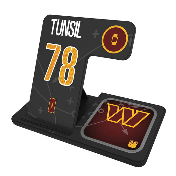 Laremy Tunsil Washington Commanders 78 Game Tactic 3 in 1 Charging Station - Sports Gifts, Sports Memorabilia, Sports Collectibles, Fan Shop