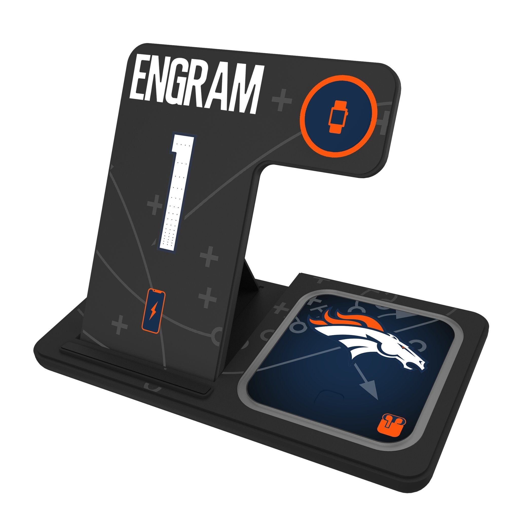 Evan Engram Denver Broncos 1 Game Tactic 3 in 1 Charging Station - Sports Gifts, Sports Memorabilia, Sports Collectibles, Fan Shop
