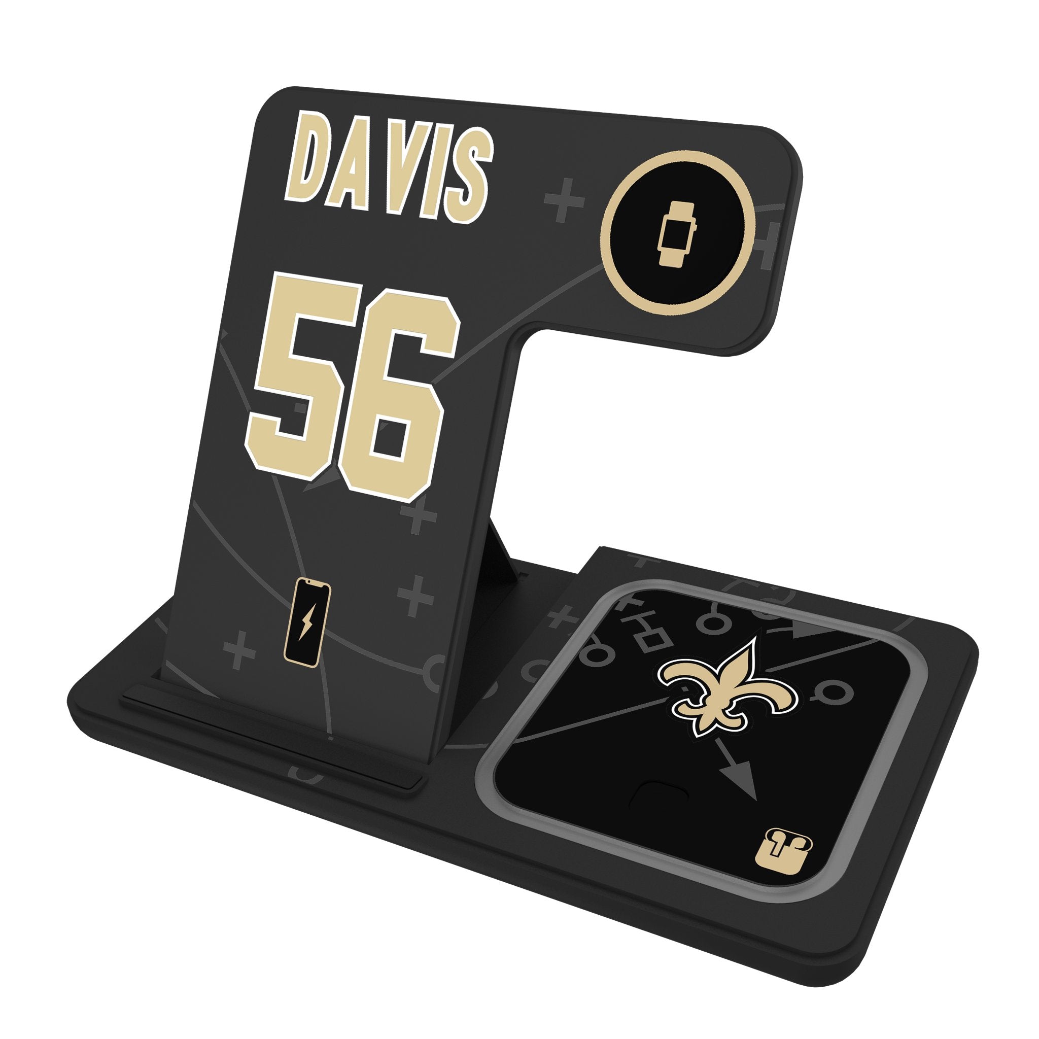 Demario Davis New Orleans Saints 56 Ready 3 in 1 Charging Station - Sports Gifts, Sports Memorabilia, Sports Collectibles, Fan Shop