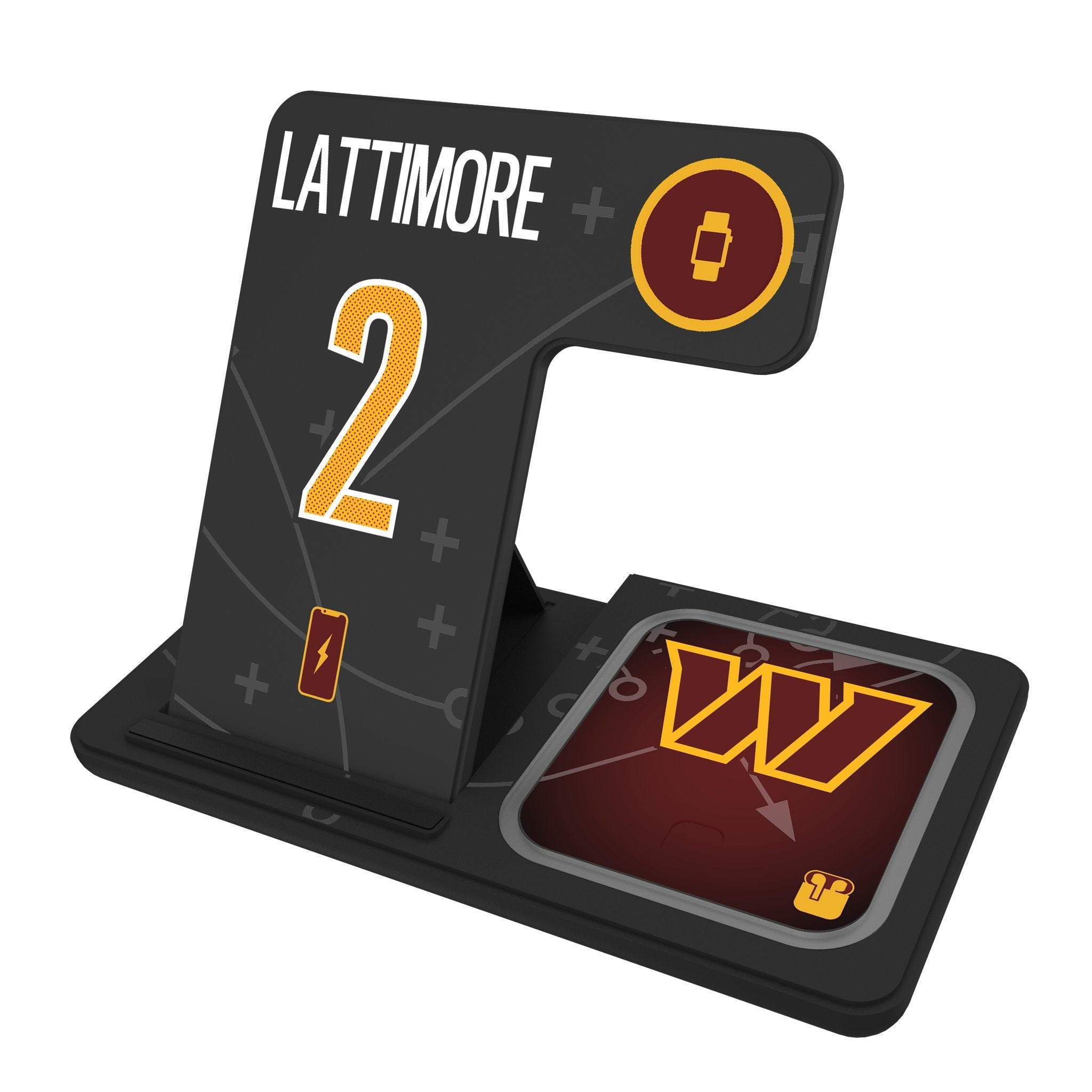 Marshon Lattimore Washington Commanders 2 Game Tactic 3 in 1 Charging Station - Sports Gifts, Sports Memorabilia, Sports Collectibles, Fan Shop