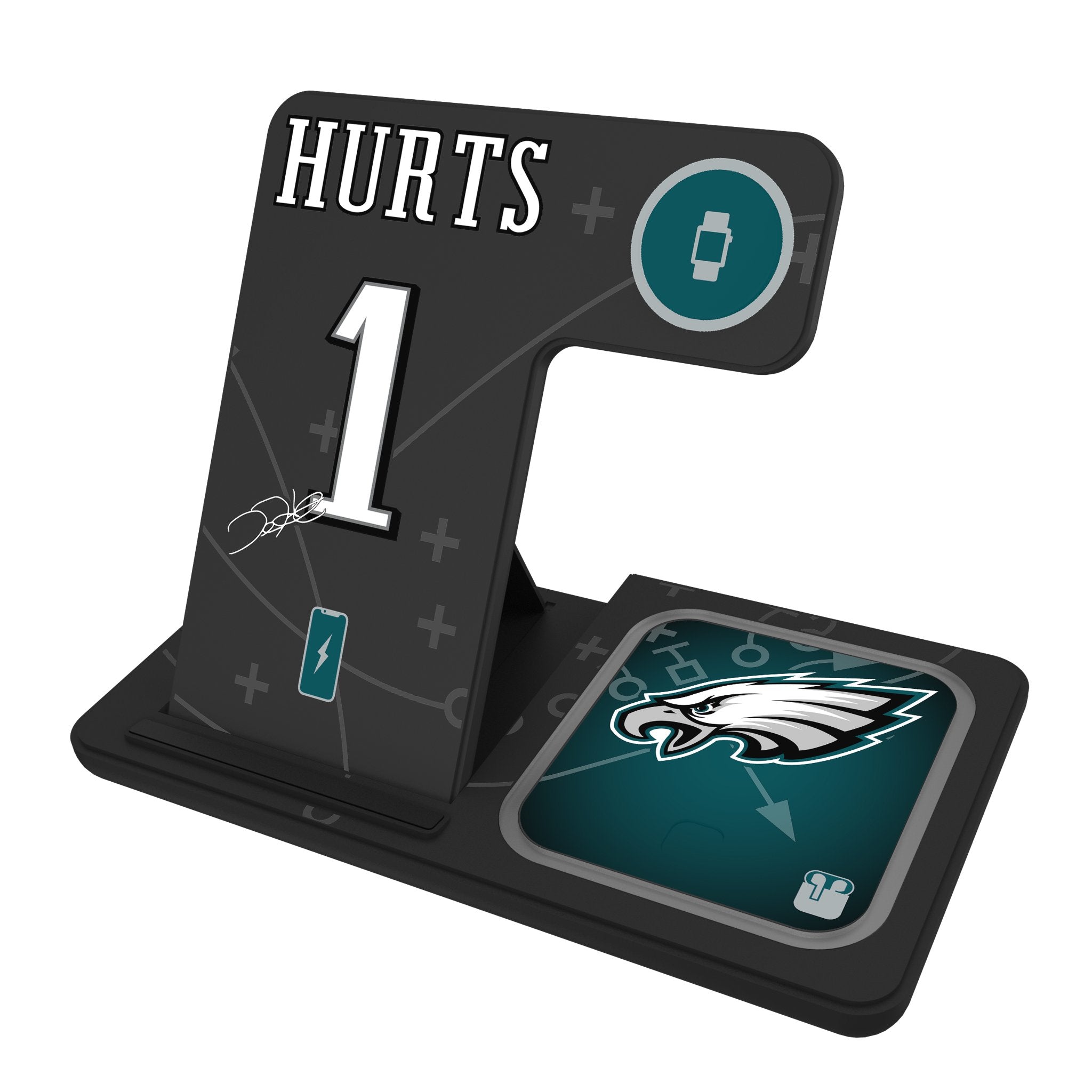 Jalen Hurts Philadelphia Eagles 1 Ready 3 in 1 Charging Station - Sports Gifts, Sports Memorabilia, Sports Collectibles, Fan Shop