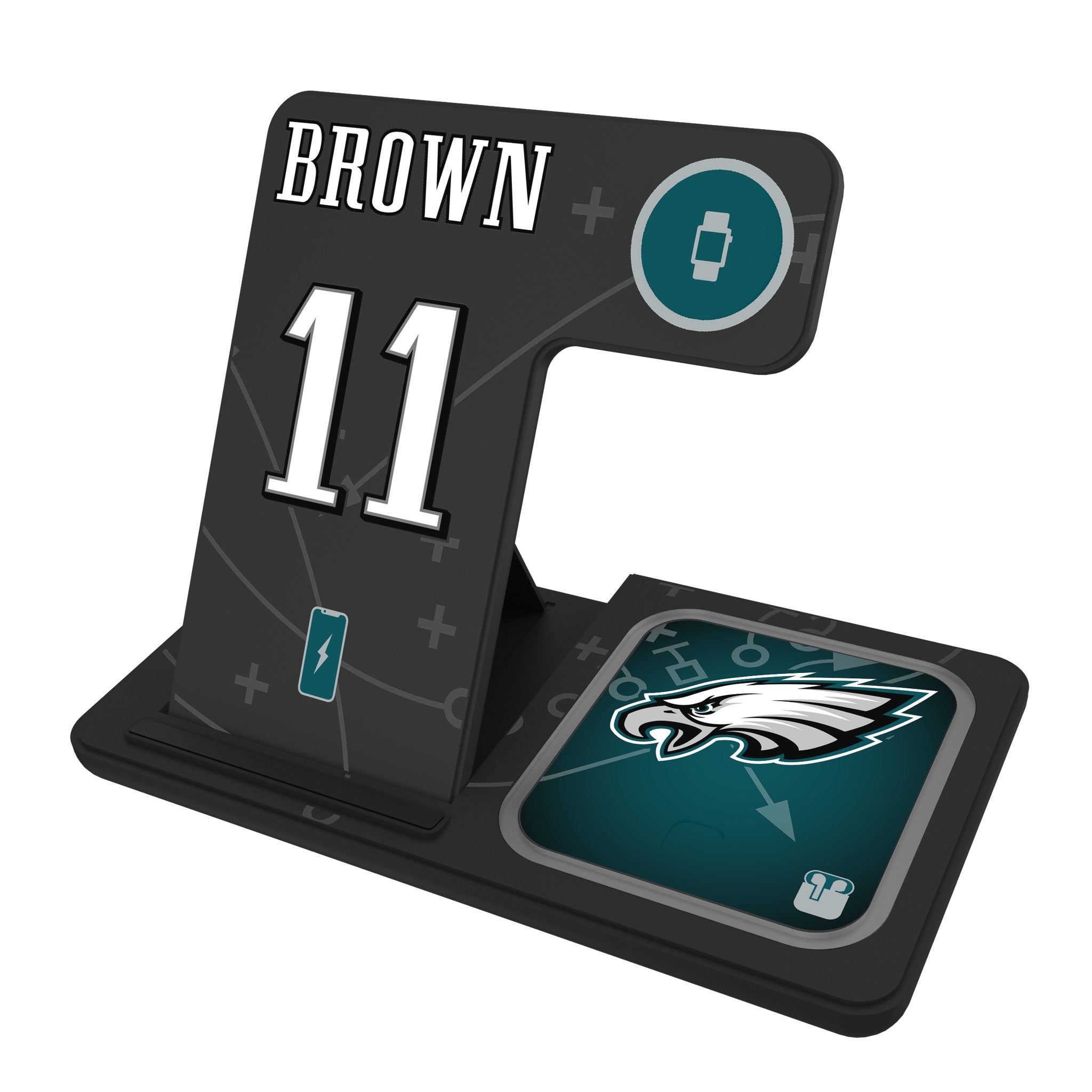 A.J. Brown Philadelphia Eagles 11 Ready 3 in 1 Charging Station - Sports Gifts, Sports Memorabilia, Sports Collectibles, Fan Shop