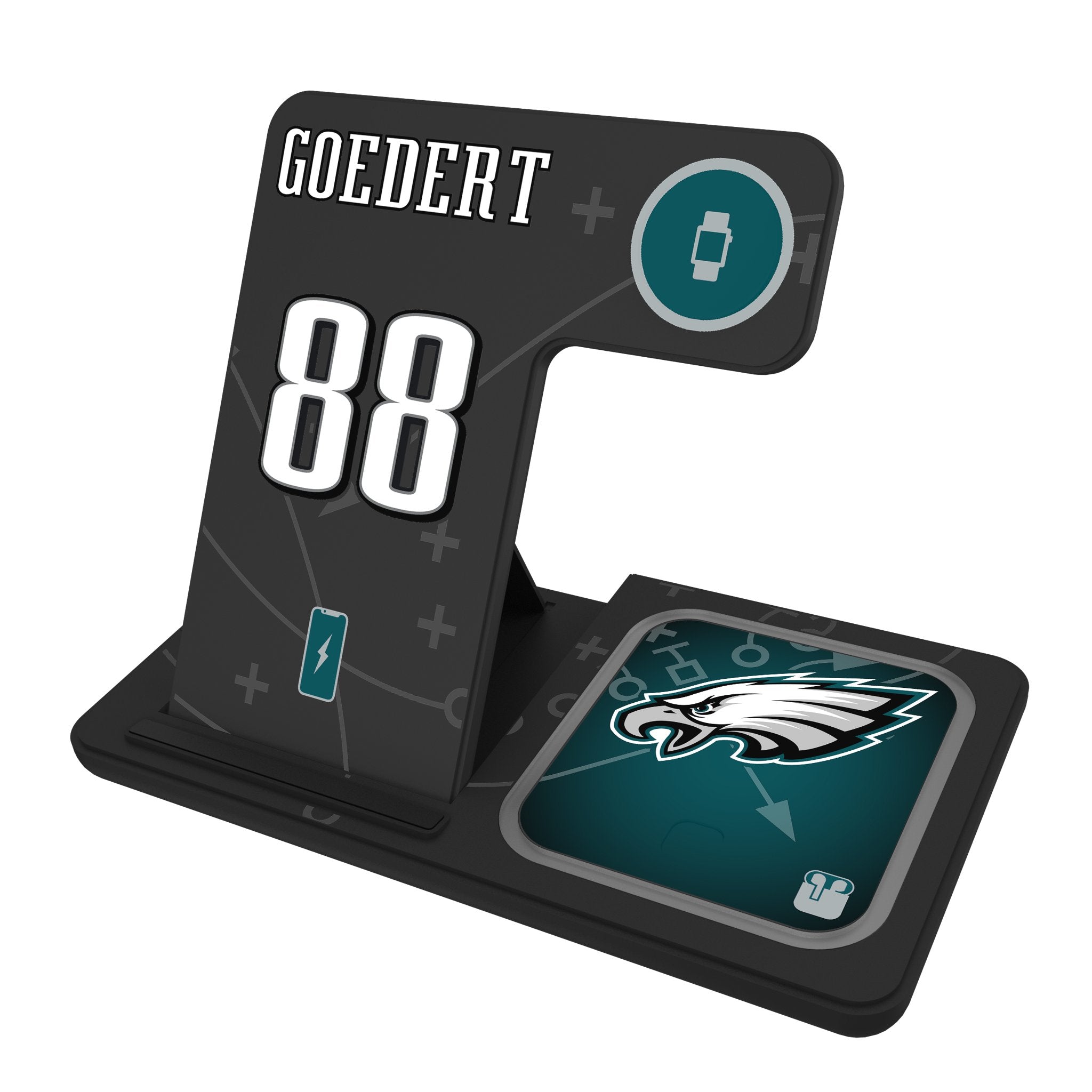 Dallas Goedert Philadelphia Eagles 88 Ready 3 in 1 Charging Station - Sports Gifts, Sports Memorabilia, Sports Collectibles, Fan Shop
