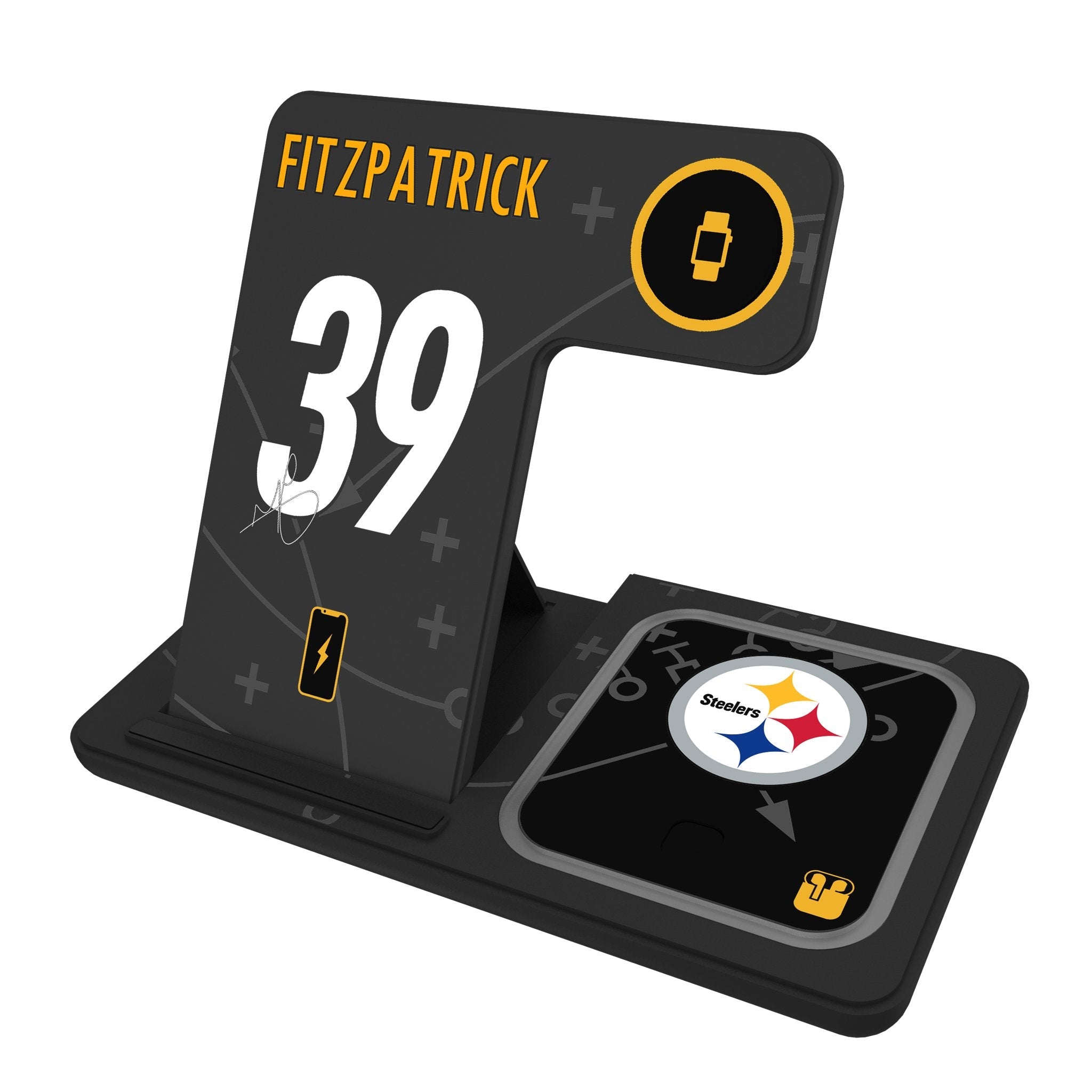 Minkah Fitzpatrick Pittsburgh Steelers 39 Ready 3 in 1 Charging Station - Sports Gifts, Sports Memorabilia, Sports Collectibles, Fan Shop