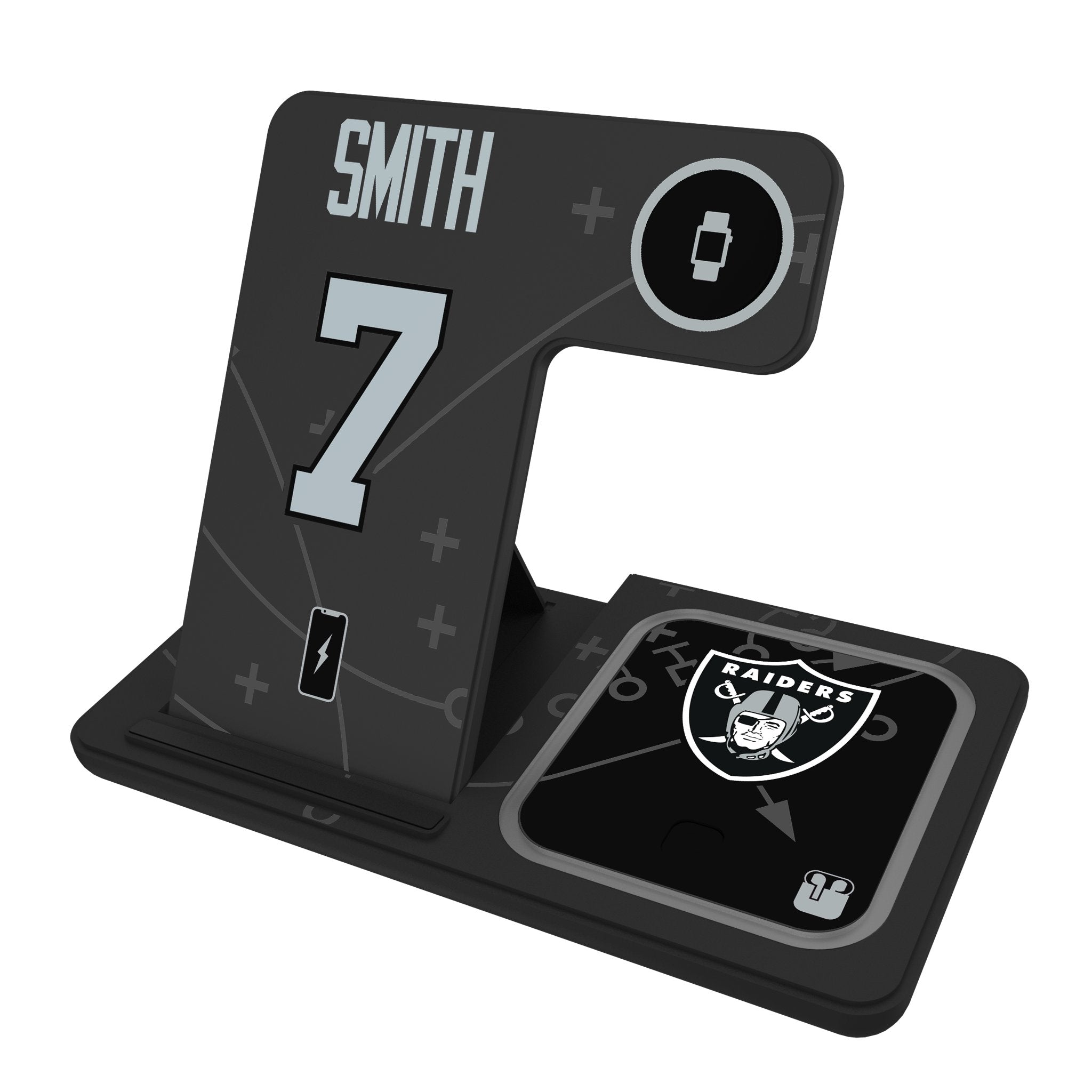 Geno Smith Las Vegas Raiders 7 Game Tactic 3 in 1 Charging Station - Sports Gifts, Sports Memorabilia, Sports Collectibles, Fan Shop