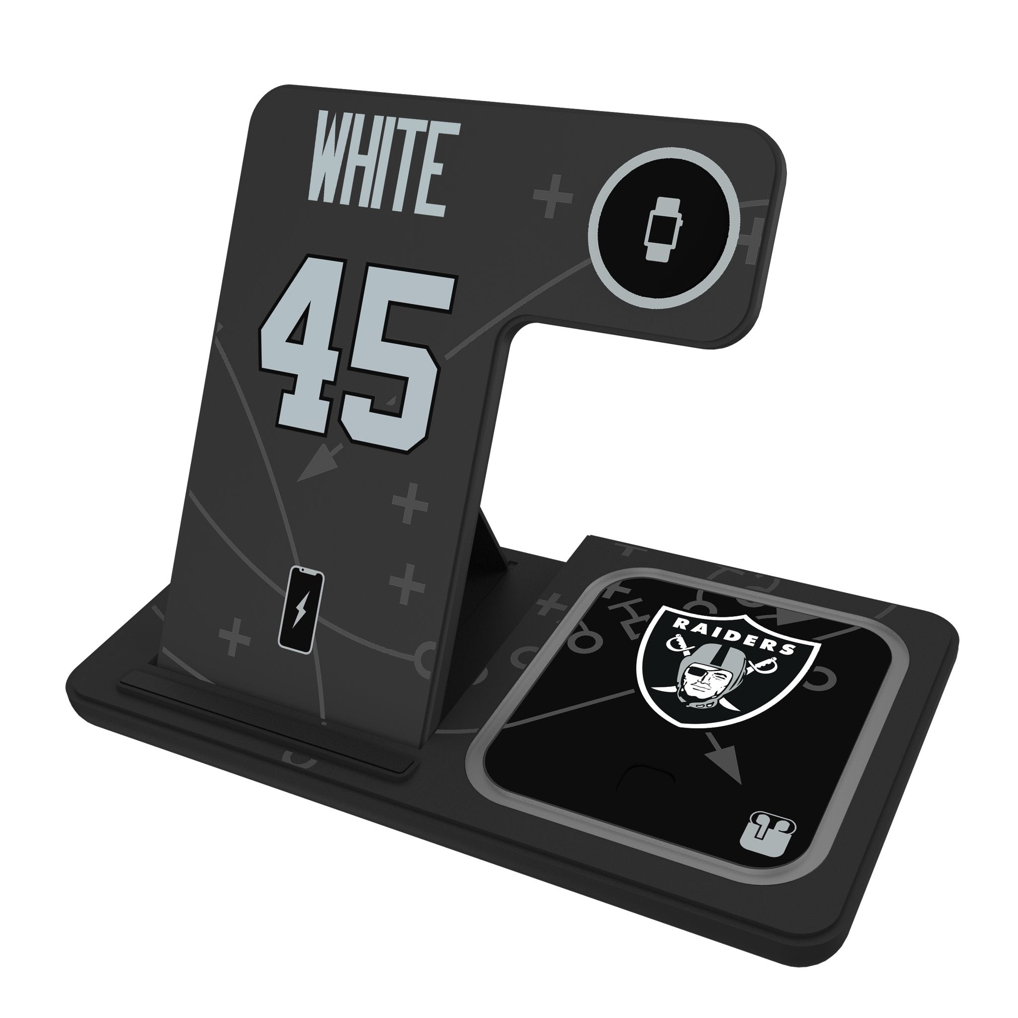 Devin White Las Vegas Raiders 45 Game Tactic 3 in 1 Charging Station - Sports Gifts, Sports Memorabilia, Sports Collectibles, Fan Shop