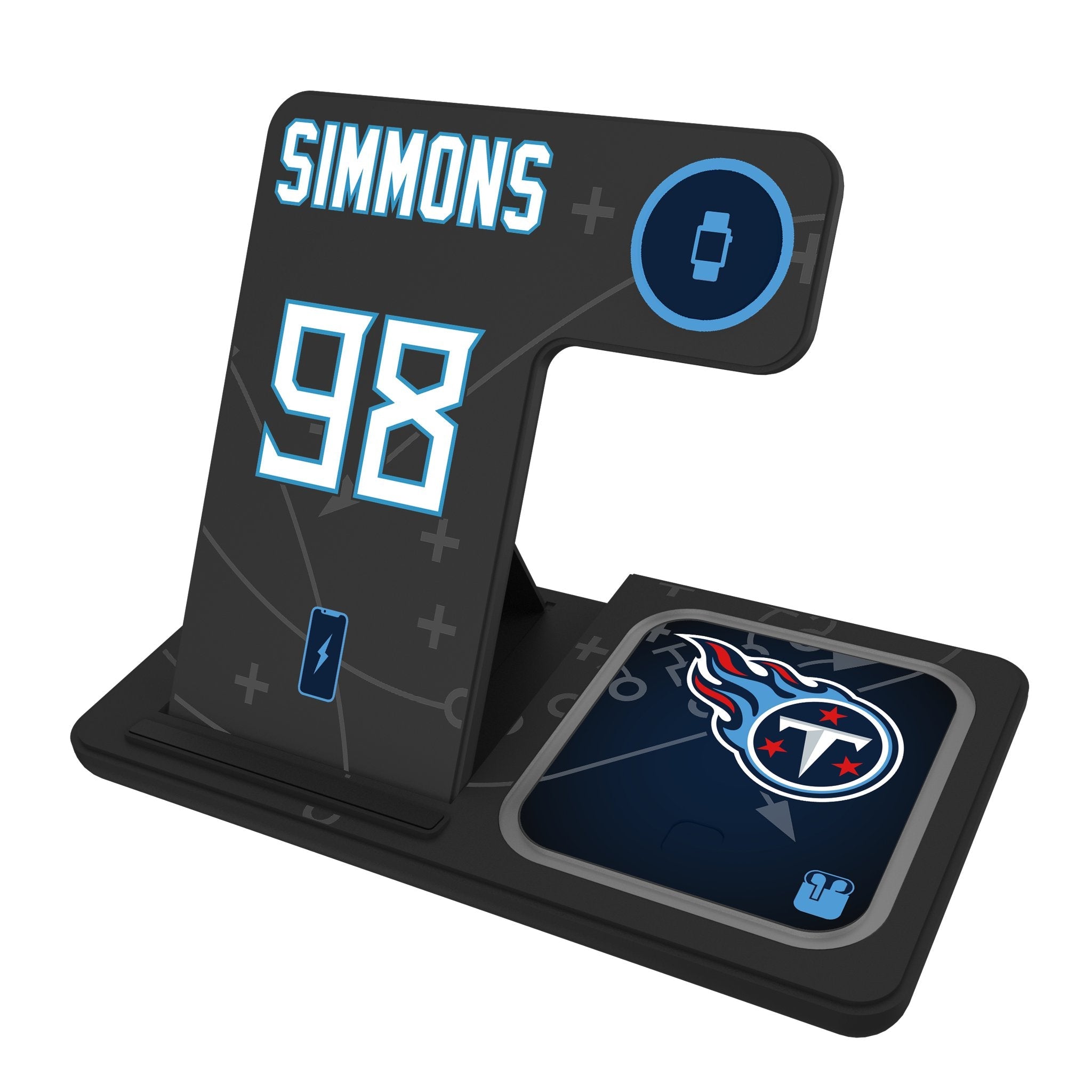 Jeffery Simmons Tennessee Titans 98 Ready 3 in 1 Charging Station - Sports Gifts, Sports Memorabilia, Sports Collectibles, Fan Shop