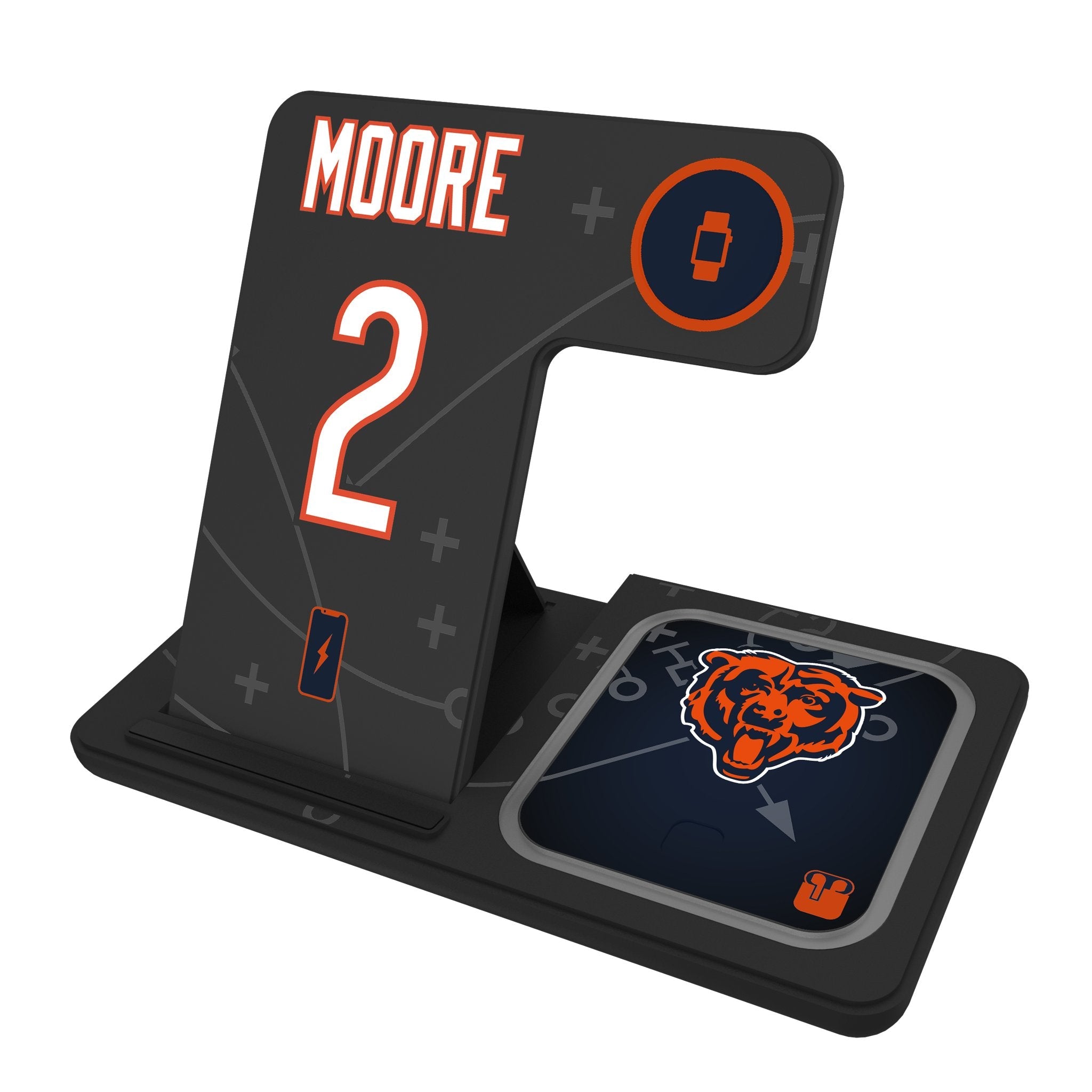DJ Moore Chicago Bears 2 Ready 3 in 1 Charging Station - Sports Gifts, Sports Memorabilia, Sports Collectibles, Fan Shop
