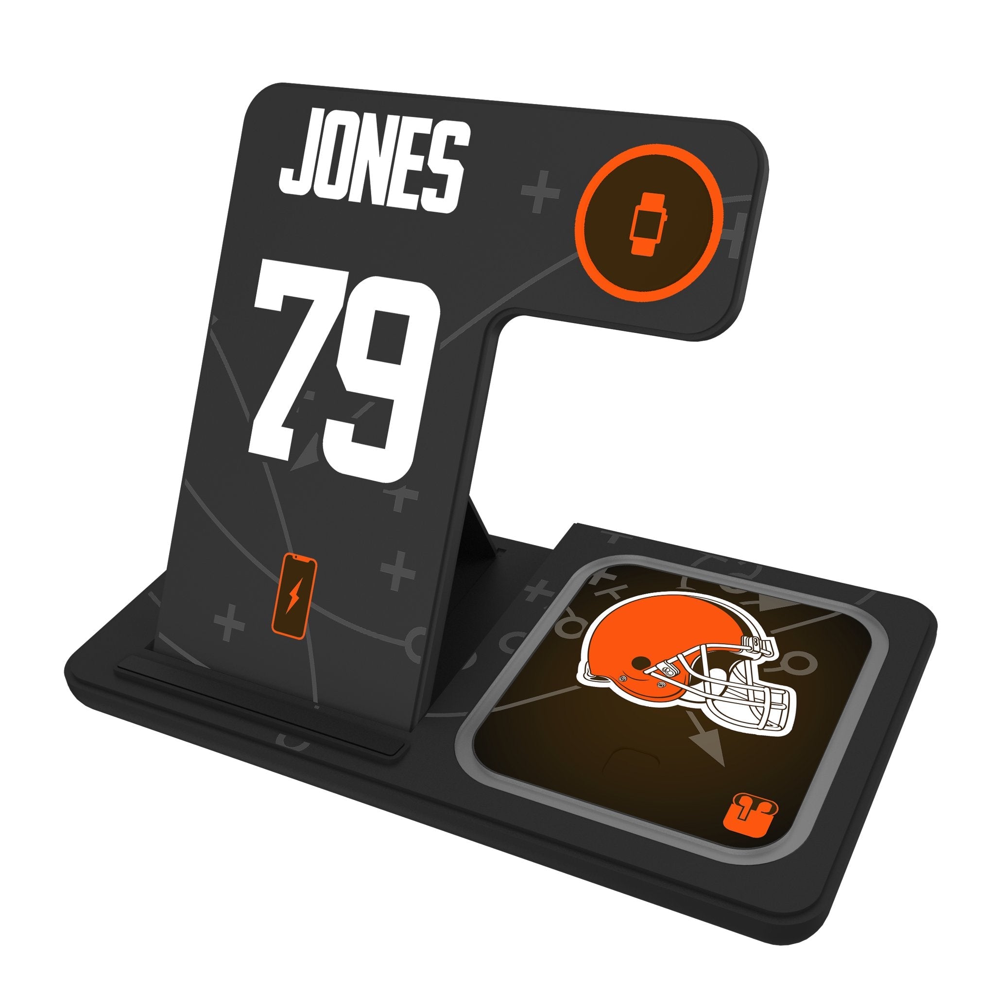 Dawand Jones Cleveland Browns 79 Ready 3 in 1 Charging Station - Sports Gifts, Sports Memorabilia, Sports Collectibles, Fan Shop