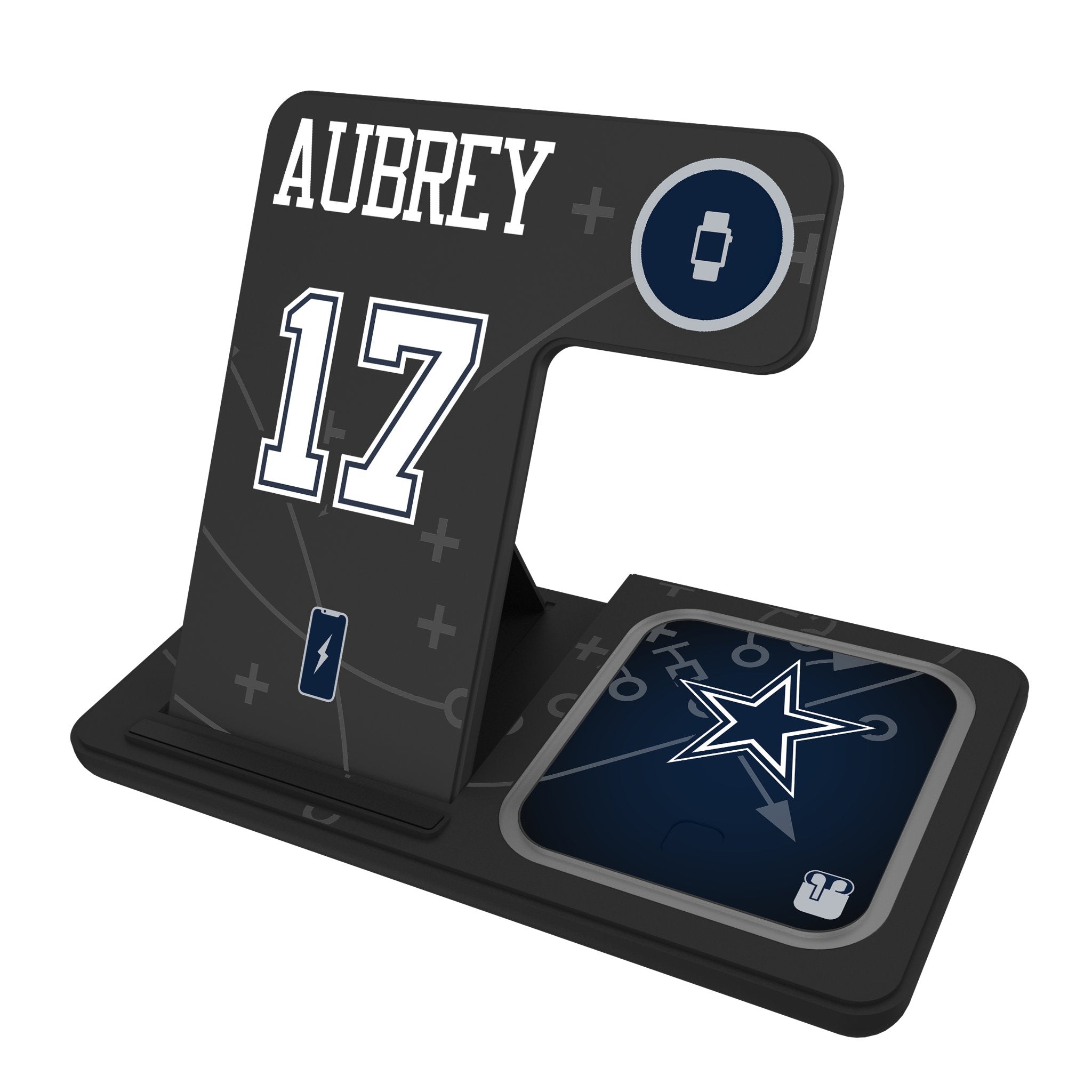 Brandon Aubrey Dallas Cowboys 17 Ready 3 in 1 Charging Station - Sports Gifts, Sports Memorabilia, Sports Collectibles, Fan Shop