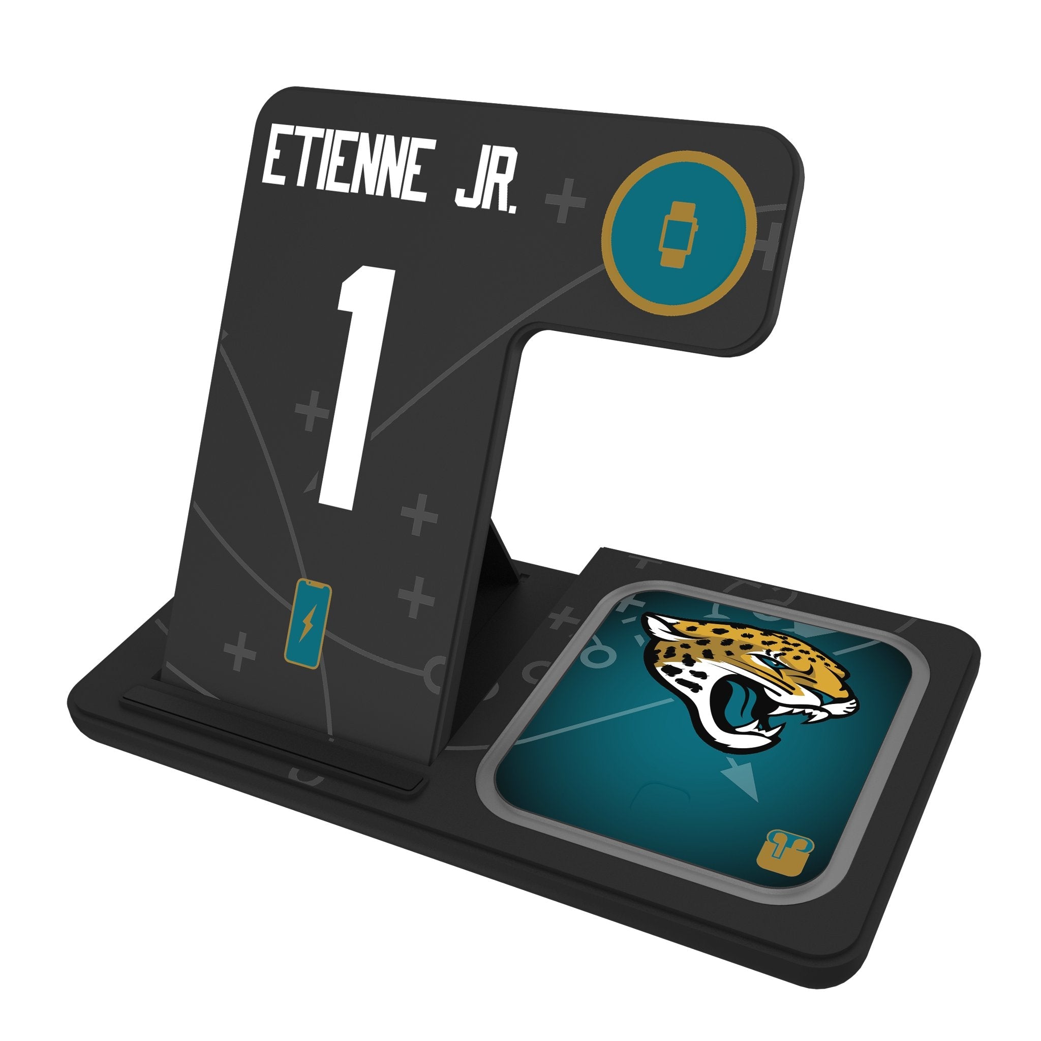 Travis Etienne Jr. Jacksonville Jaguars 1 Ready 3 in 1 Charging Station - Sports Gifts, Sports Memorabilia, Sports Collectibles, Fan Shop