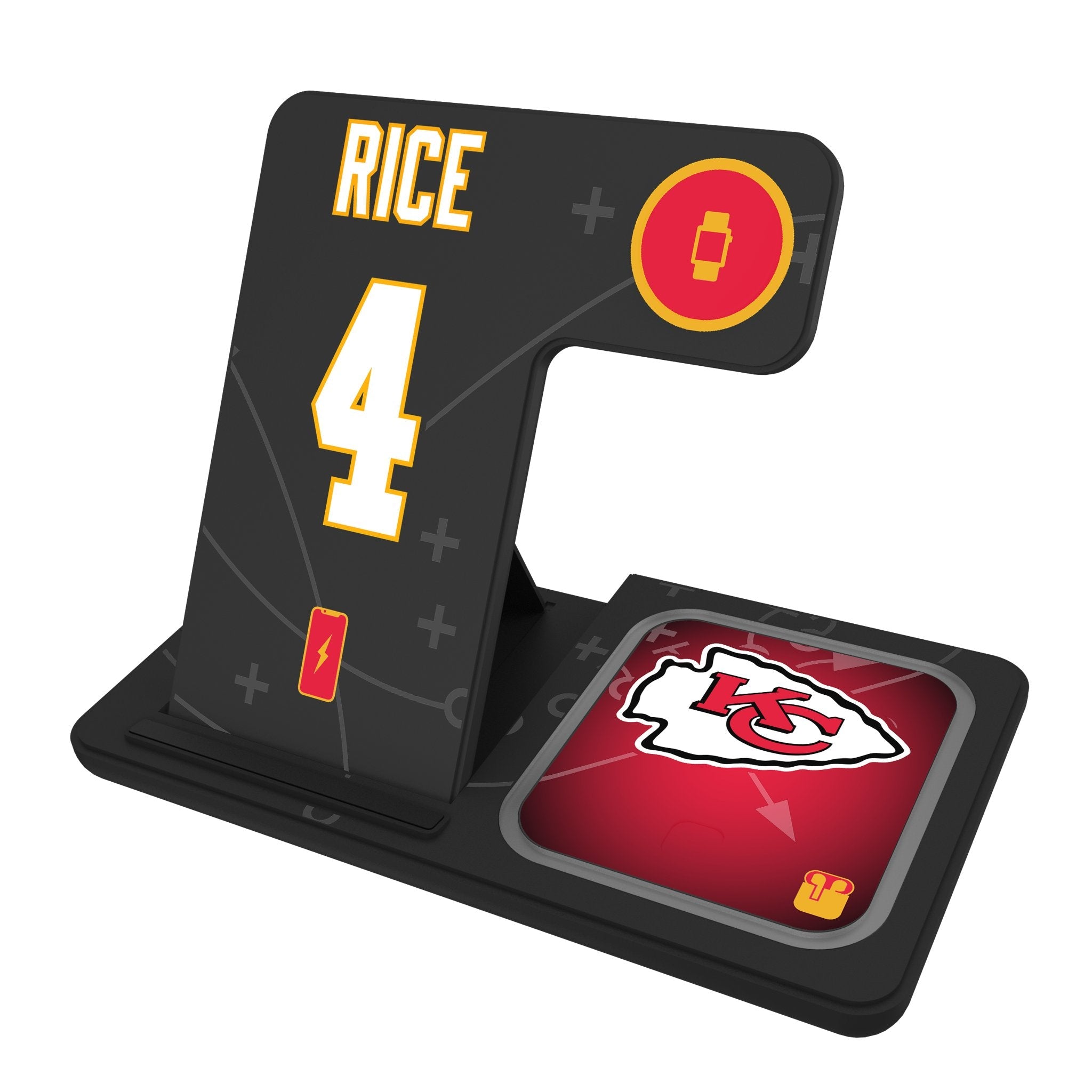 Rashee Rice Kansas City Chiefs 4 Ready 3 in 1 Charging Station - Sports Gifts, Sports Memorabilia, Sports Collectibles, Fan Shop