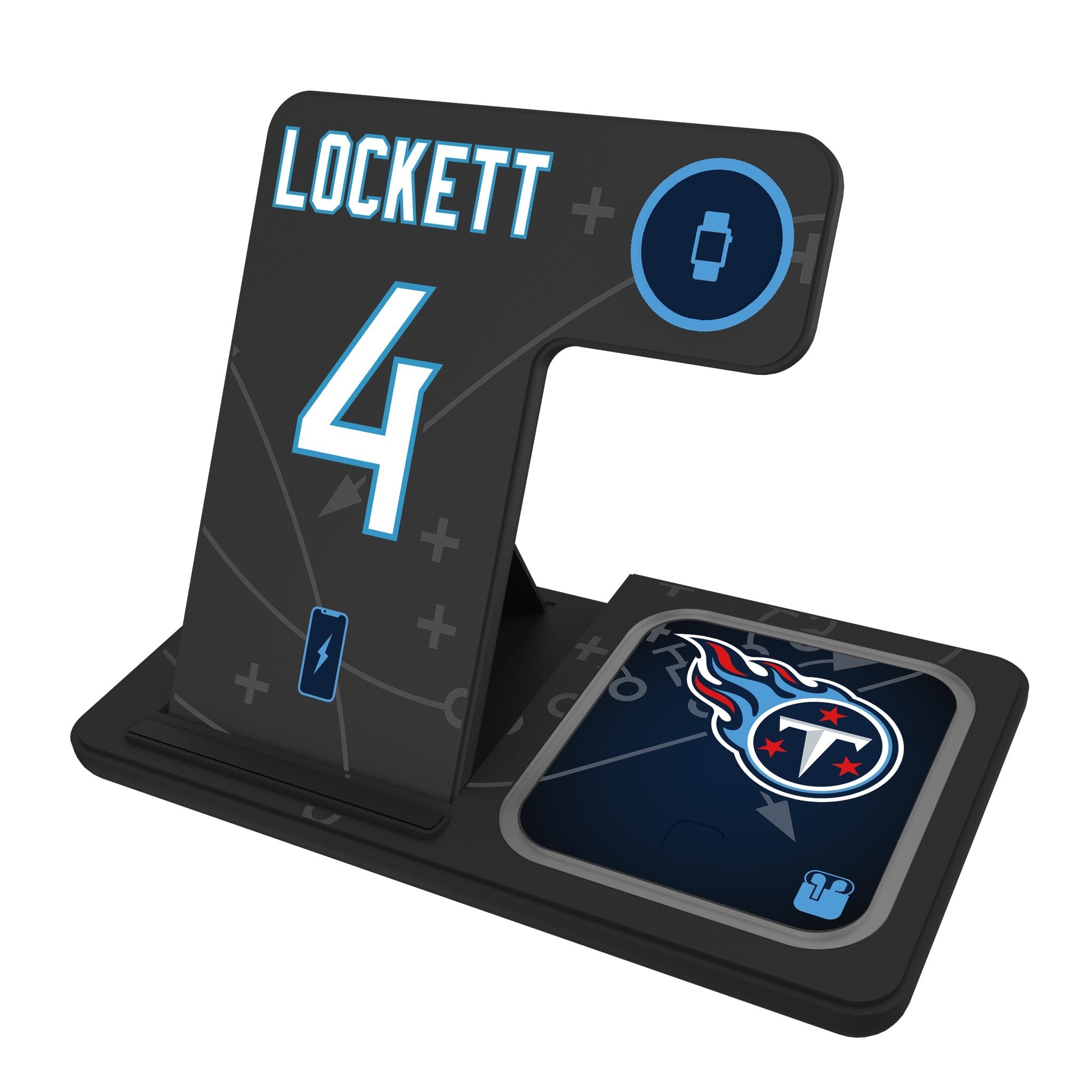Tyler Lockett Tennessee Titans 4 Game Tactic 3 in 1 Charging Station - Sports Gifts, Sports Memorabilia, Sports Collectibles, Fan Shop