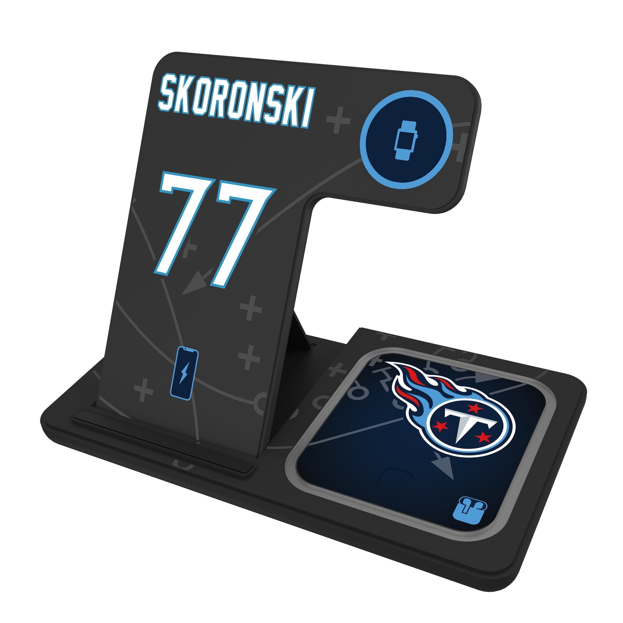 Peter Skoronski Tennessee Titans 77 Ready 3 in 1 Charging Station - Sports Gifts, Sports Memorabilia, Sports Collectibles, Fan Shop