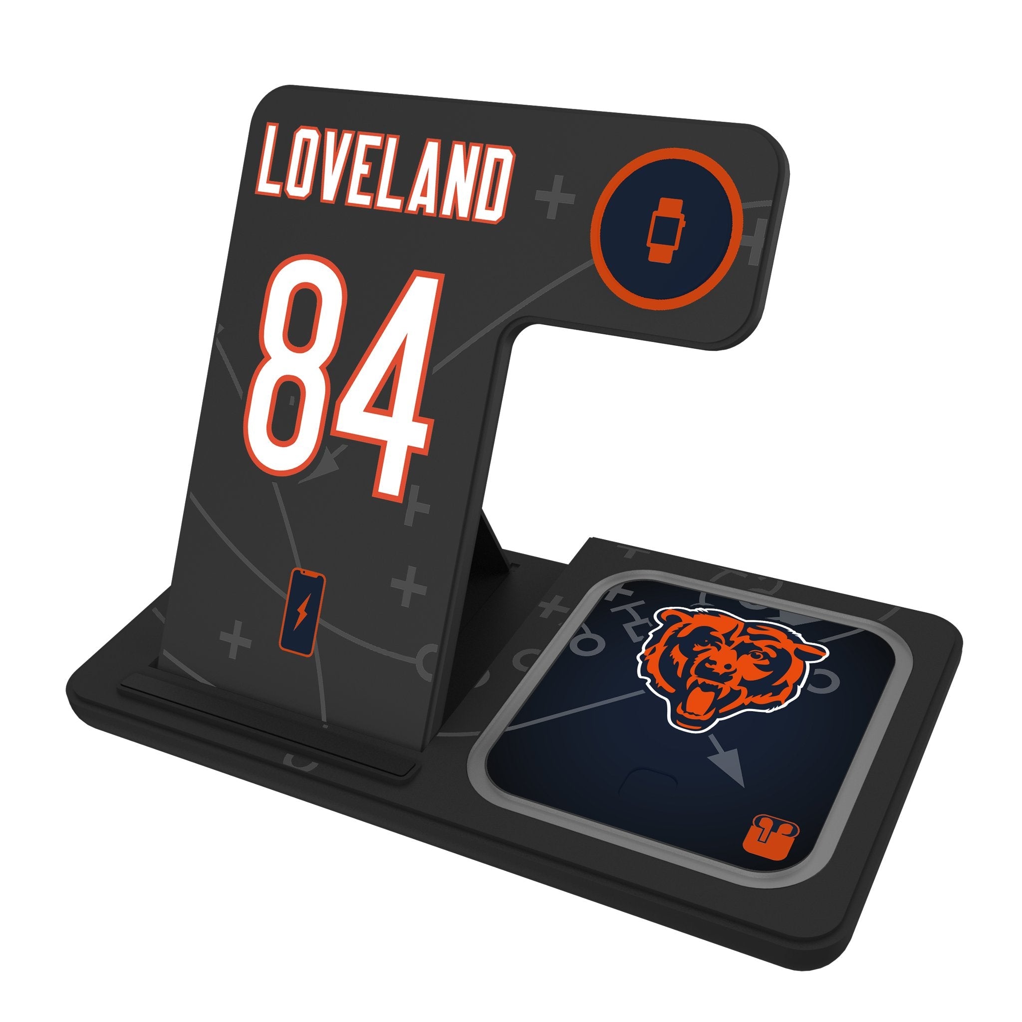 Colston Loveland Chicago Bears 84 Game Tactic 3 in 1 Charging Station - Sports Gifts, Sports Memorabilia, Sports Collectibles, Fan Shop