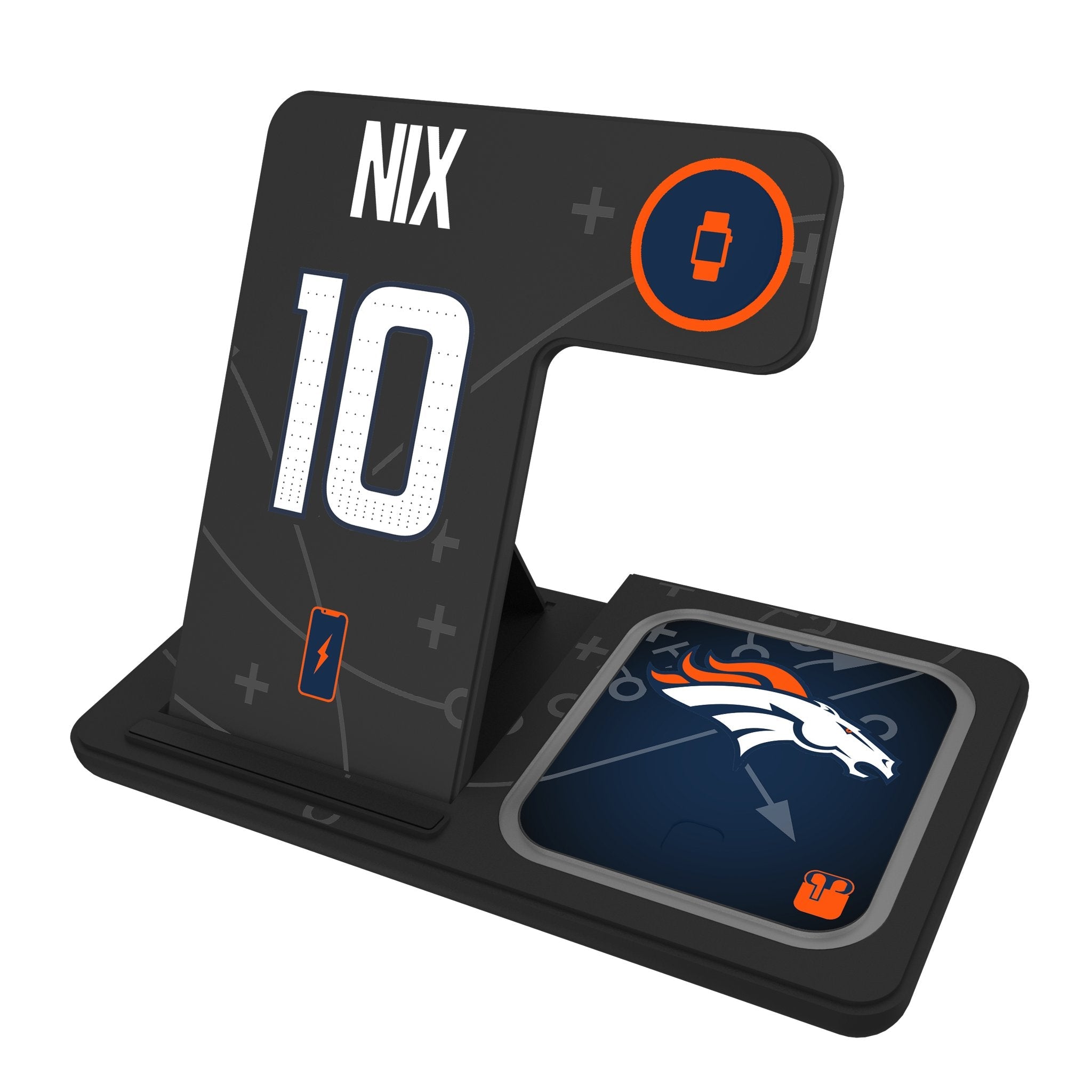 Bo Nix Denver Broncos 10 Game Tactic 3 in 1 Charging Station - Sports Gifts, Sports Memorabilia, Sports Collectibles, Fan Shop