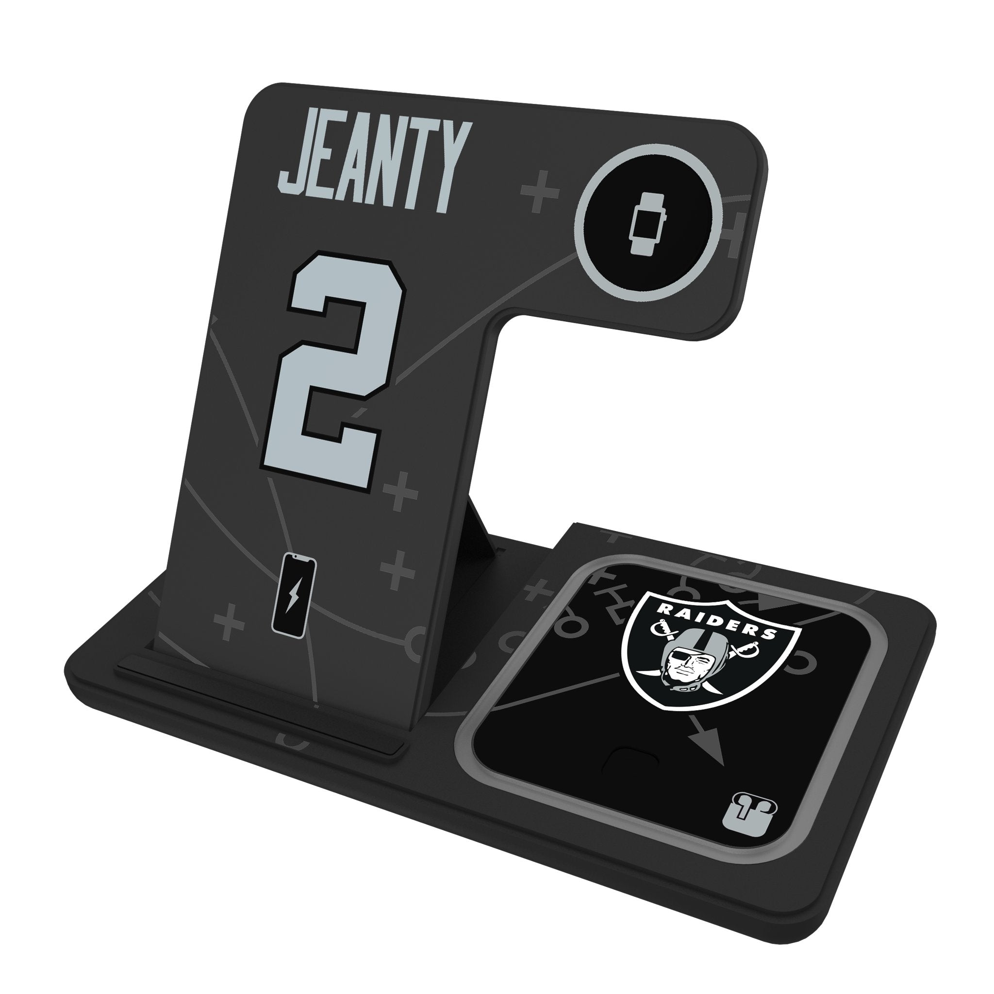Ashton Jeanty Las Vegas Raiders 2 Game Tactic 3 in 1 Charging Station - Sports Gifts, Sports Memorabilia, Sports Collectibles, Fan Shop