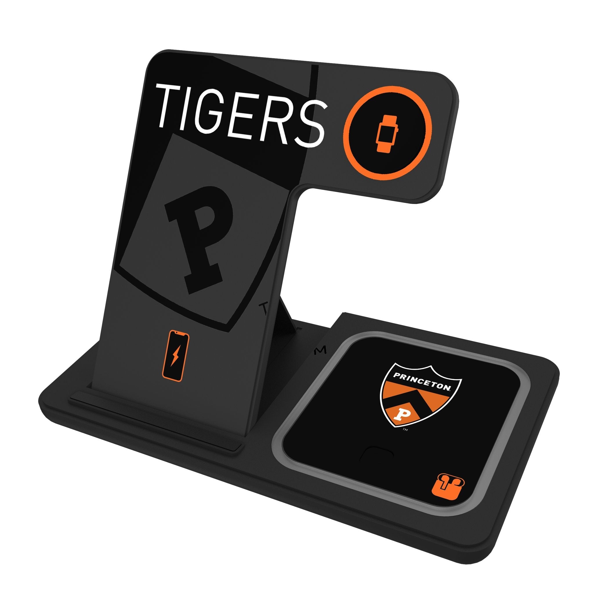 Princeton Tigers Monocolor Tilt 3 in 1 Charging Station - Sports Gifts, Sports Memorabilia, Sports Collectibles, Fan Shop