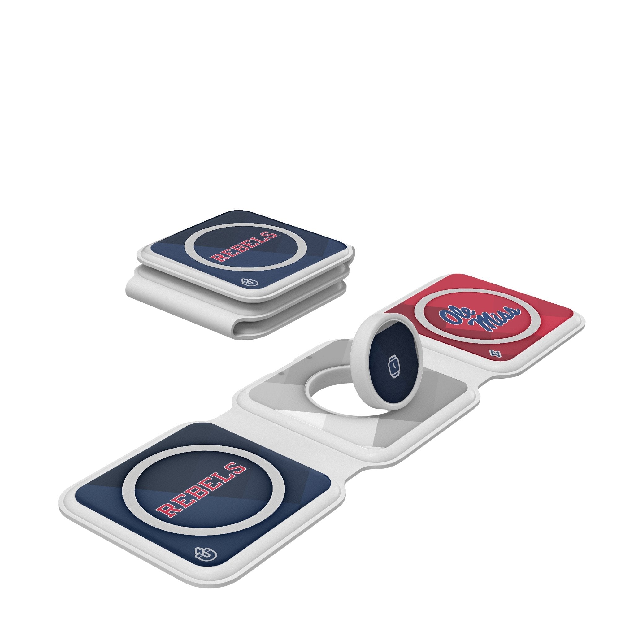 University of Mississippi Rebels Color Block Foldable 3 in 1 Charger - Sports Gifts, Sports Memorabilia, Sports Collectibles, Fan Shop