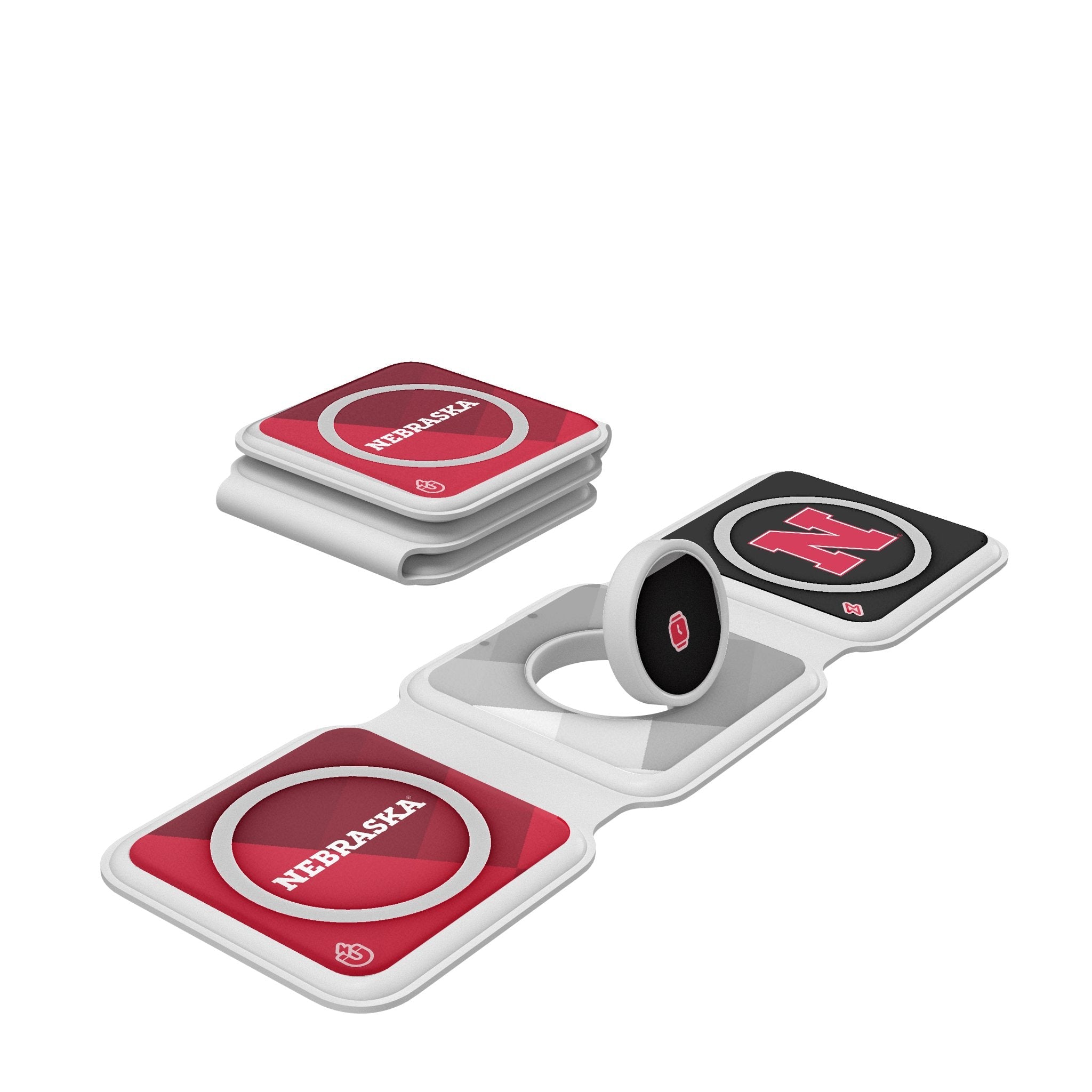 University of Nebraska Huskers Block N Color Block Foldable 3 in 1 Charger - Sports Gifts, Sports Memorabilia, Sports Collectibles, Fan Shop