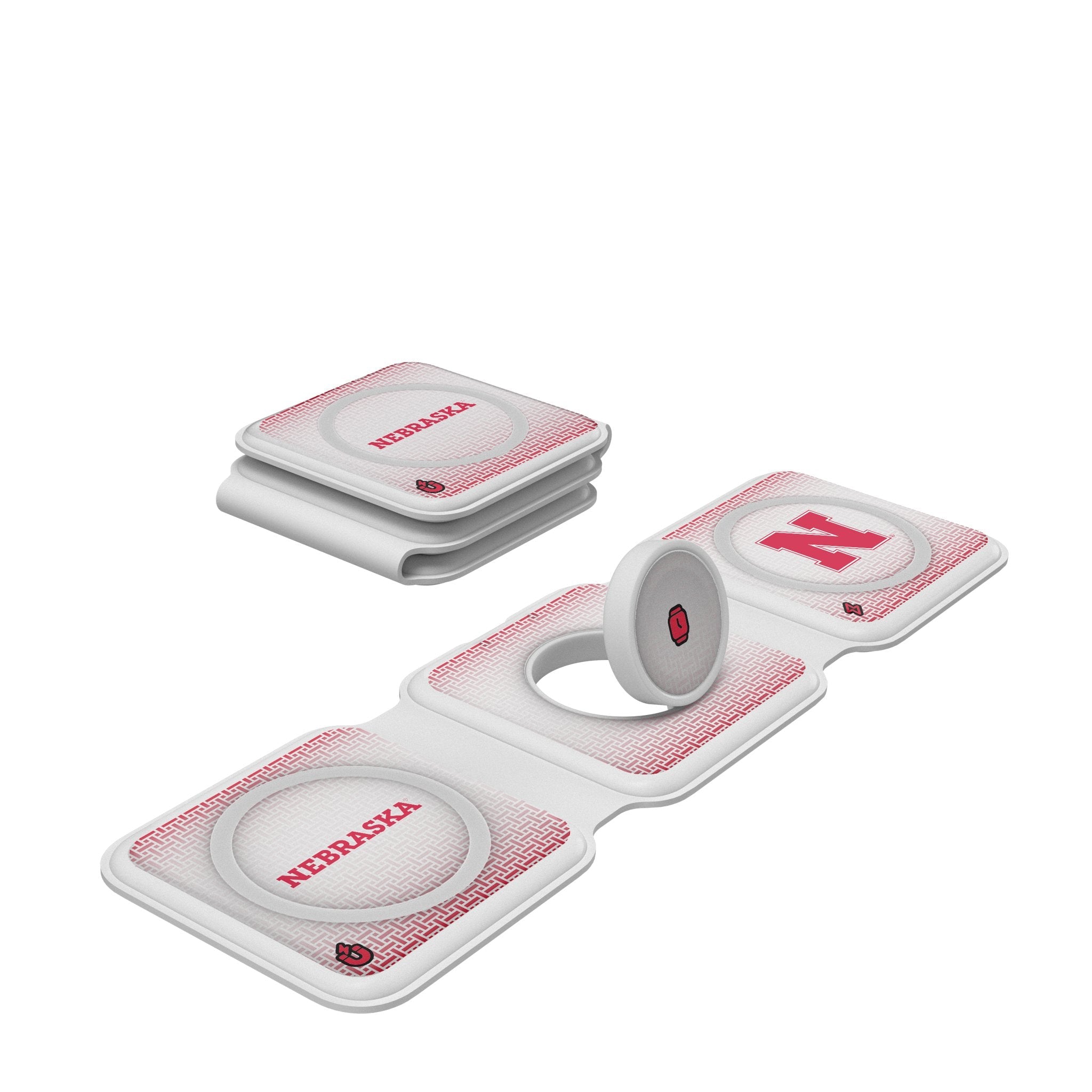 University of Nebraska Huskers Block N Linen Foldable 3 in 1 Charger - Sports Gifts, Sports Memorabilia, Sports Collectibles, Fan Shop
