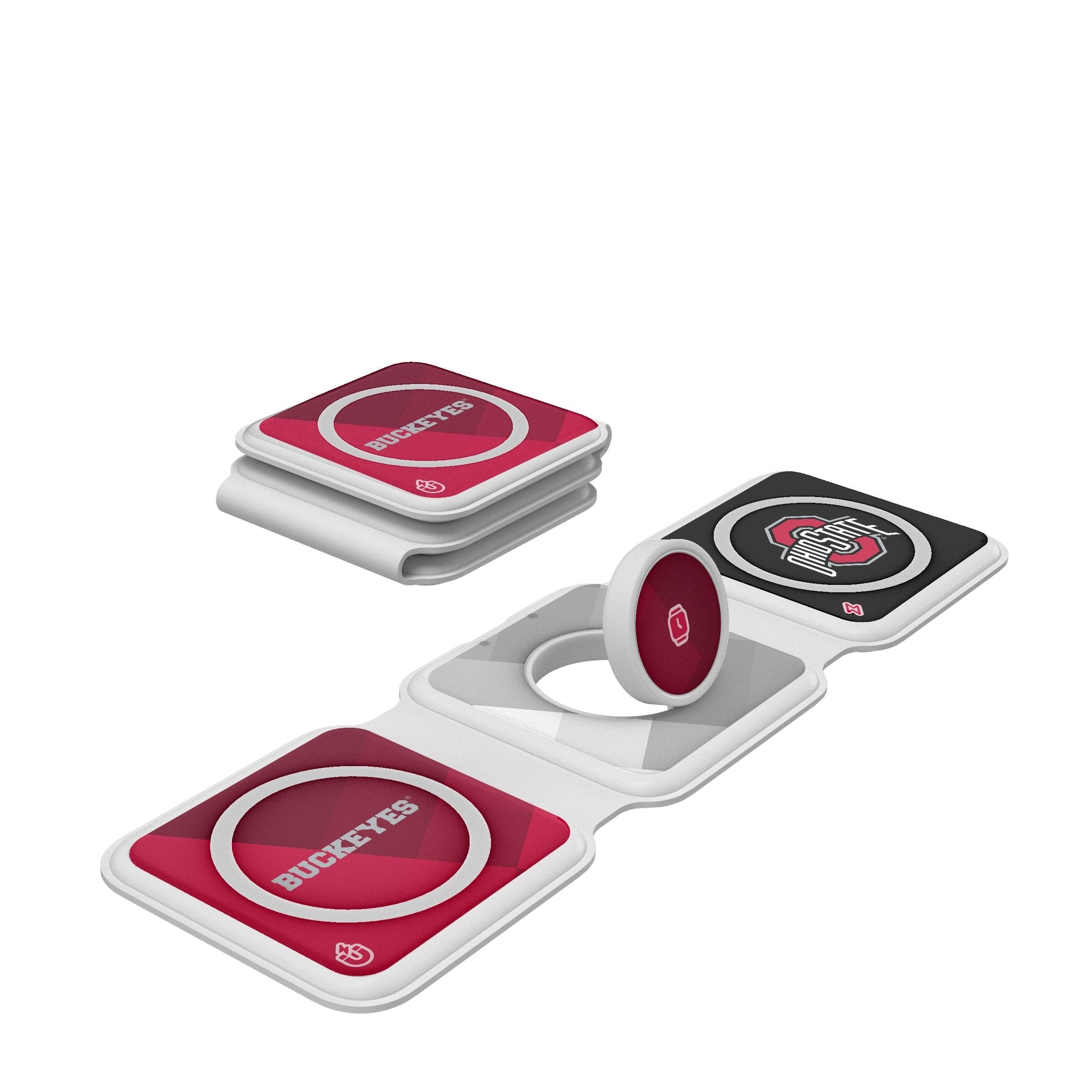 Ohio State University Buckeyes Color Block Foldable 3 in 1 Charger - Sports Gifts, Sports Memorabilia, Sports Collectibles, Fan Shop