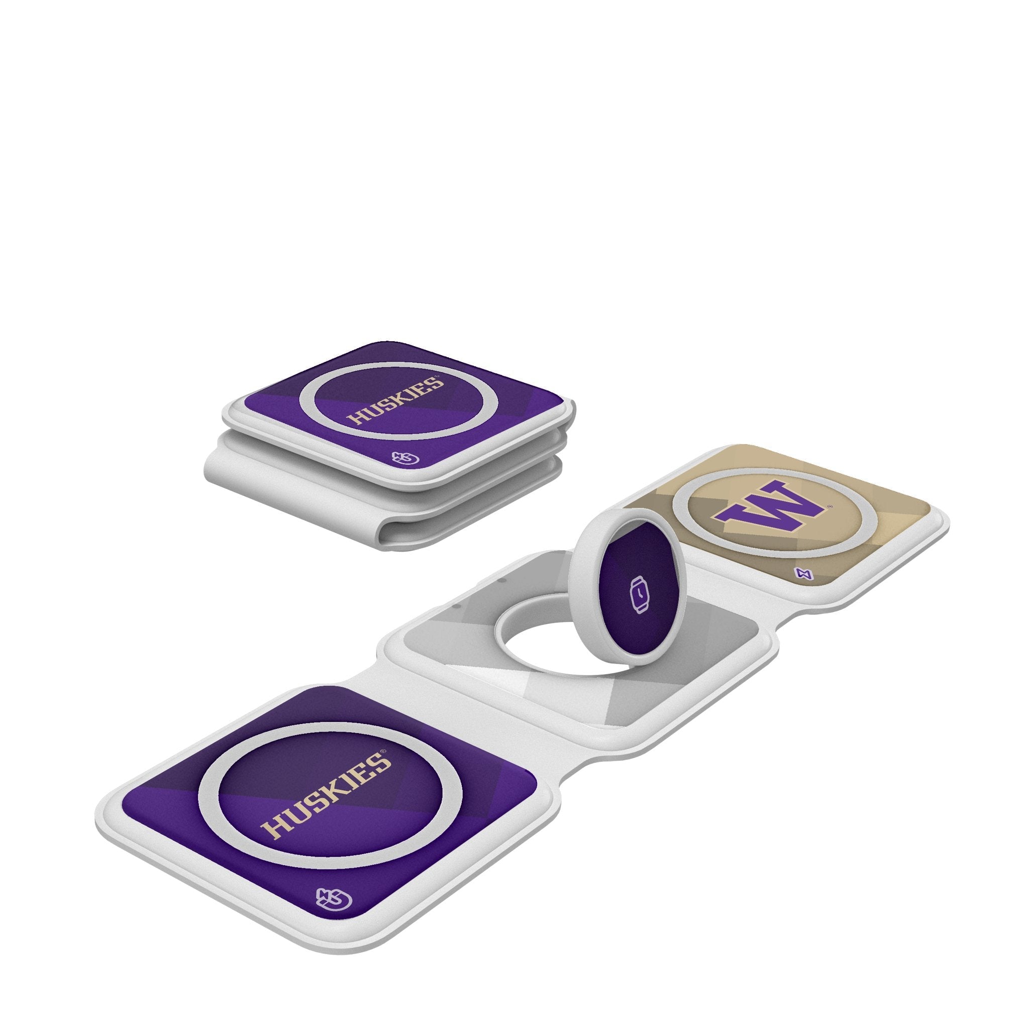 University of Washington Huskies Color Block Foldable 3 in 1 Charger - Sports Gifts, Sports Memorabilia, Sports Collectibles, Fan Shop