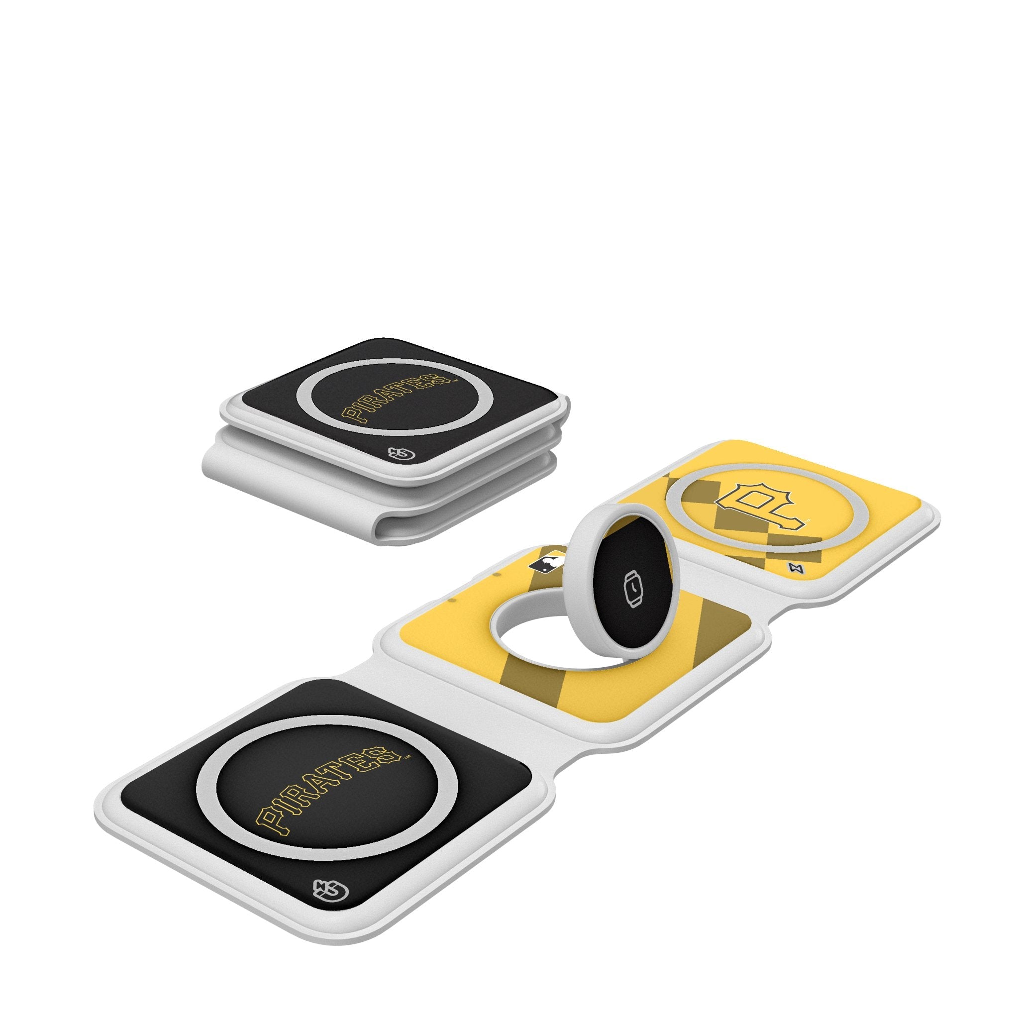 Pittsburgh Pirates Color Block Foldable 3 in 1 Charger - Sports Gifts, Sports Memorabilia, Sports Collectibles, Fan Shop