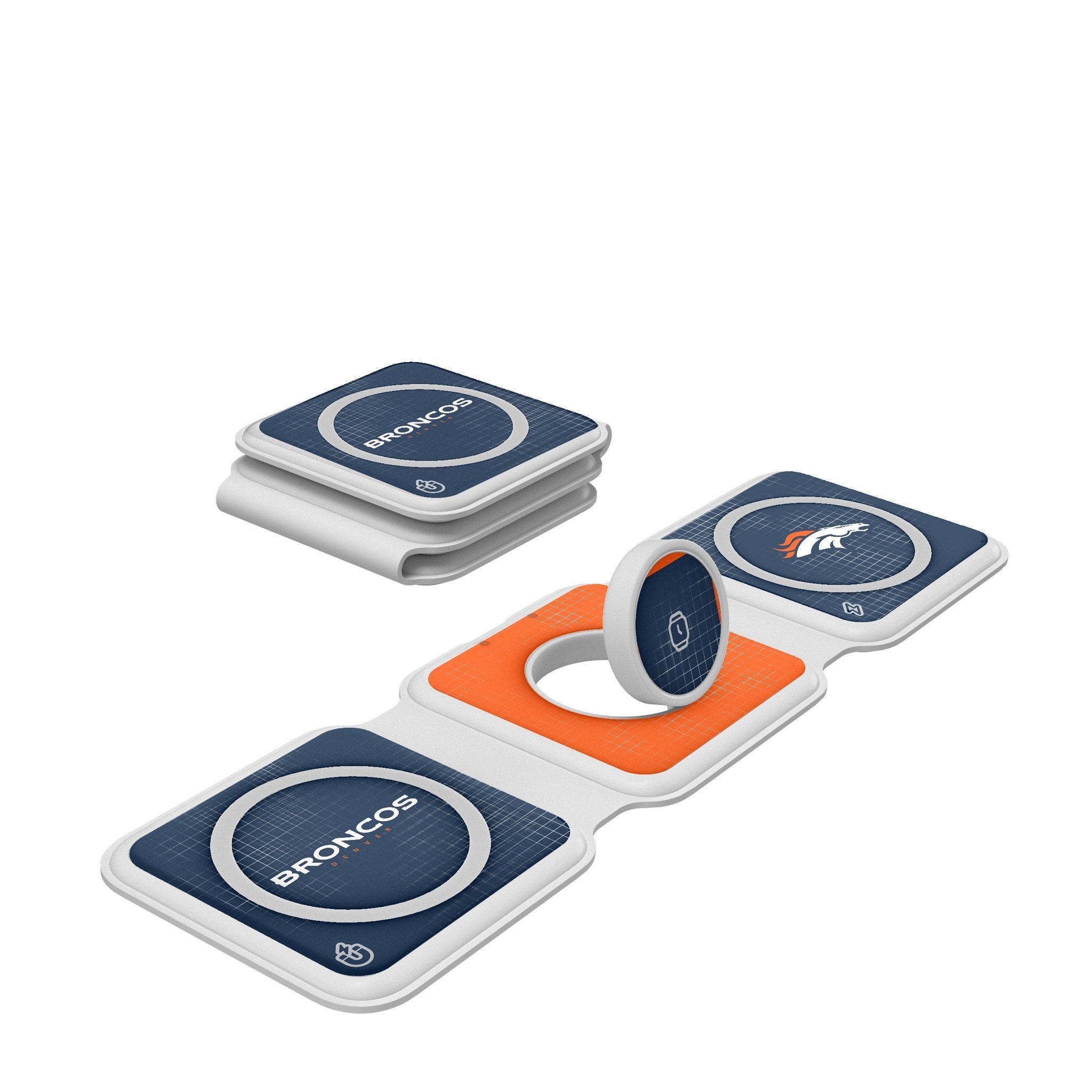 Denver Broncos Hatch Foldable 3 in 1 Charger - Sports Gifts, Sports Memorabilia, Sports Collectibles, Fan Shop