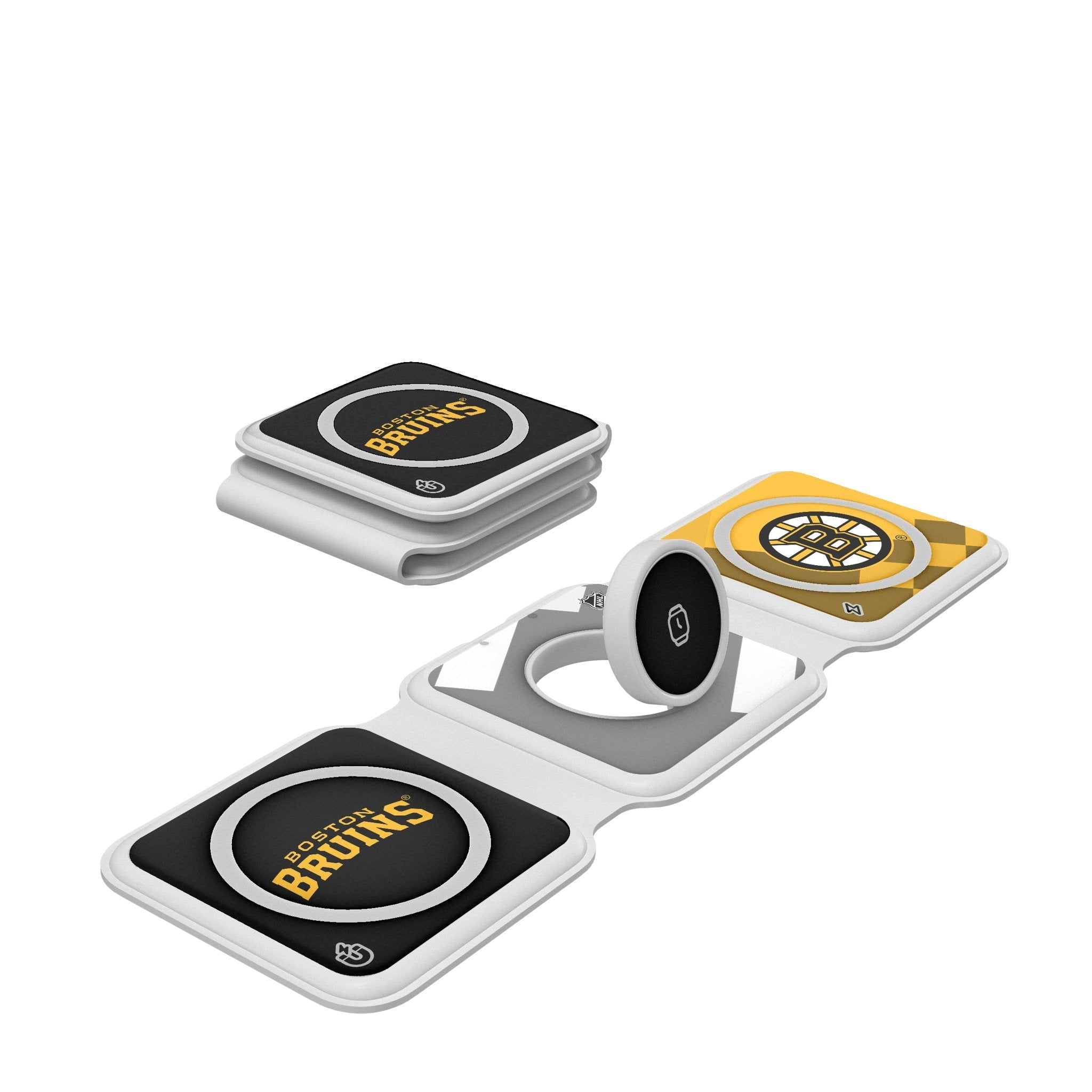 Boston Bruins Color Block Foldable 3 in 1 Charger - Sports Gifts, Sports Memorabilia, Sports Collectibles, Fan Shop