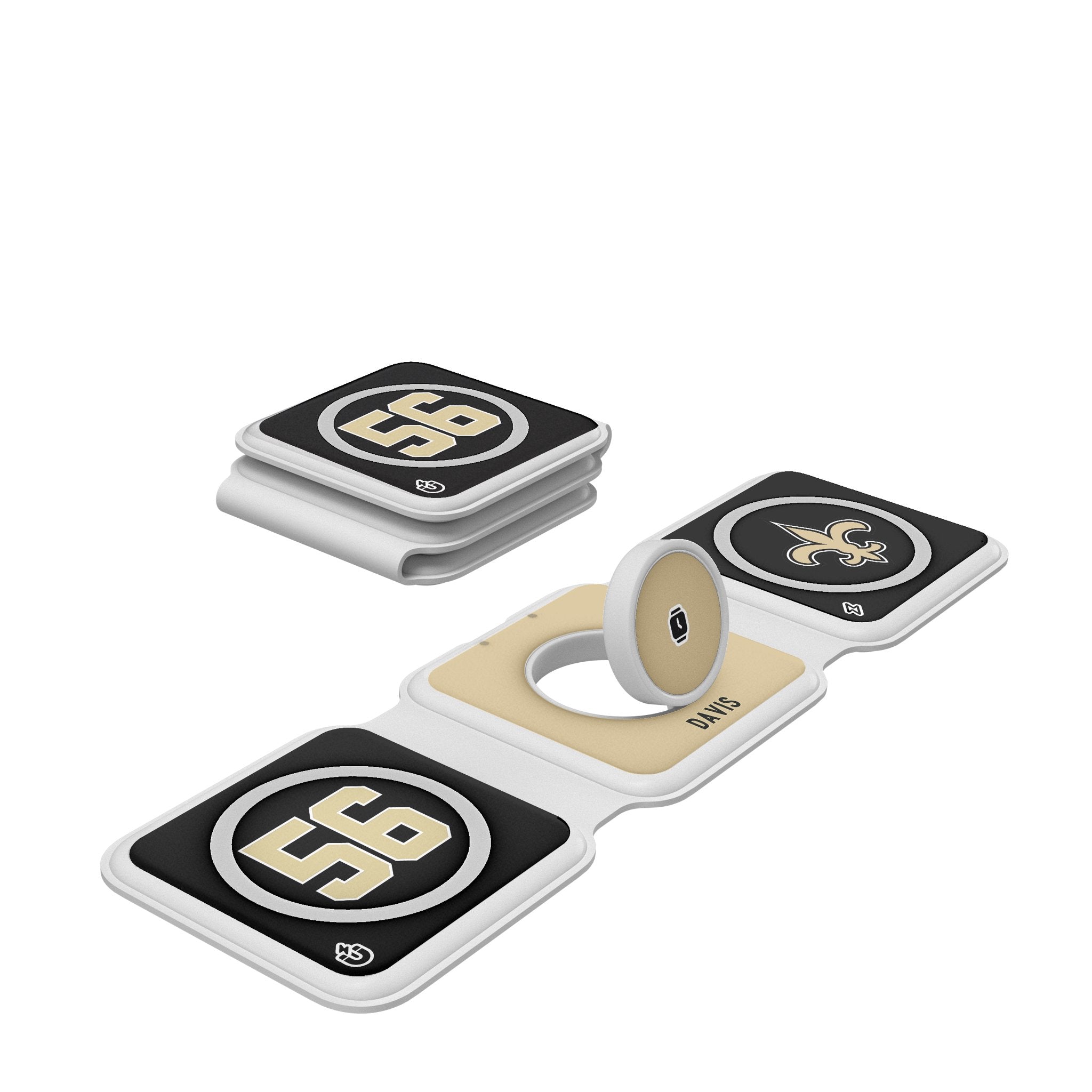 Demario Davis New Orleans Saints 56 Ready Foldable 3 in 1 Charger - Sports Gifts, Sports Memorabilia, Sports Collectibles, Fan Shop
