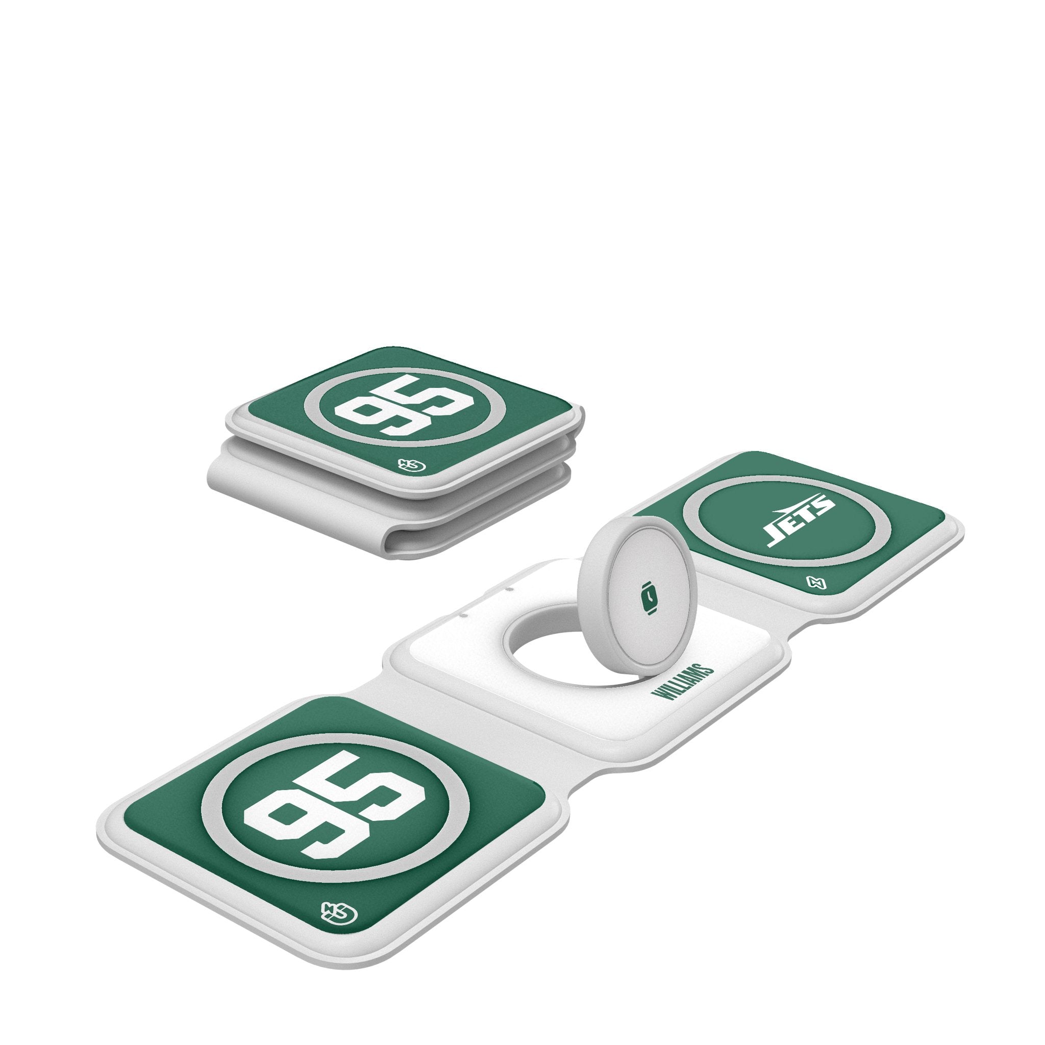 Quinnen Williams New York Jets 95 Ready Foldable 3 in 1 Charger - Sports Gifts, Sports Memorabilia, Sports Collectibles, Fan Shop