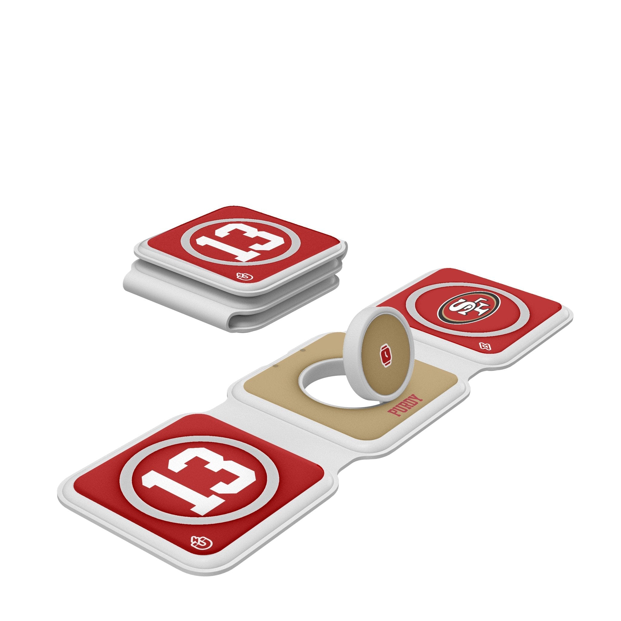 Brock Purdy San Francisco 49ers 13 Ready Foldable 3 in 1 Charger - Sports Gifts, Sports Memorabilia, Sports Collectibles, Fan Shop