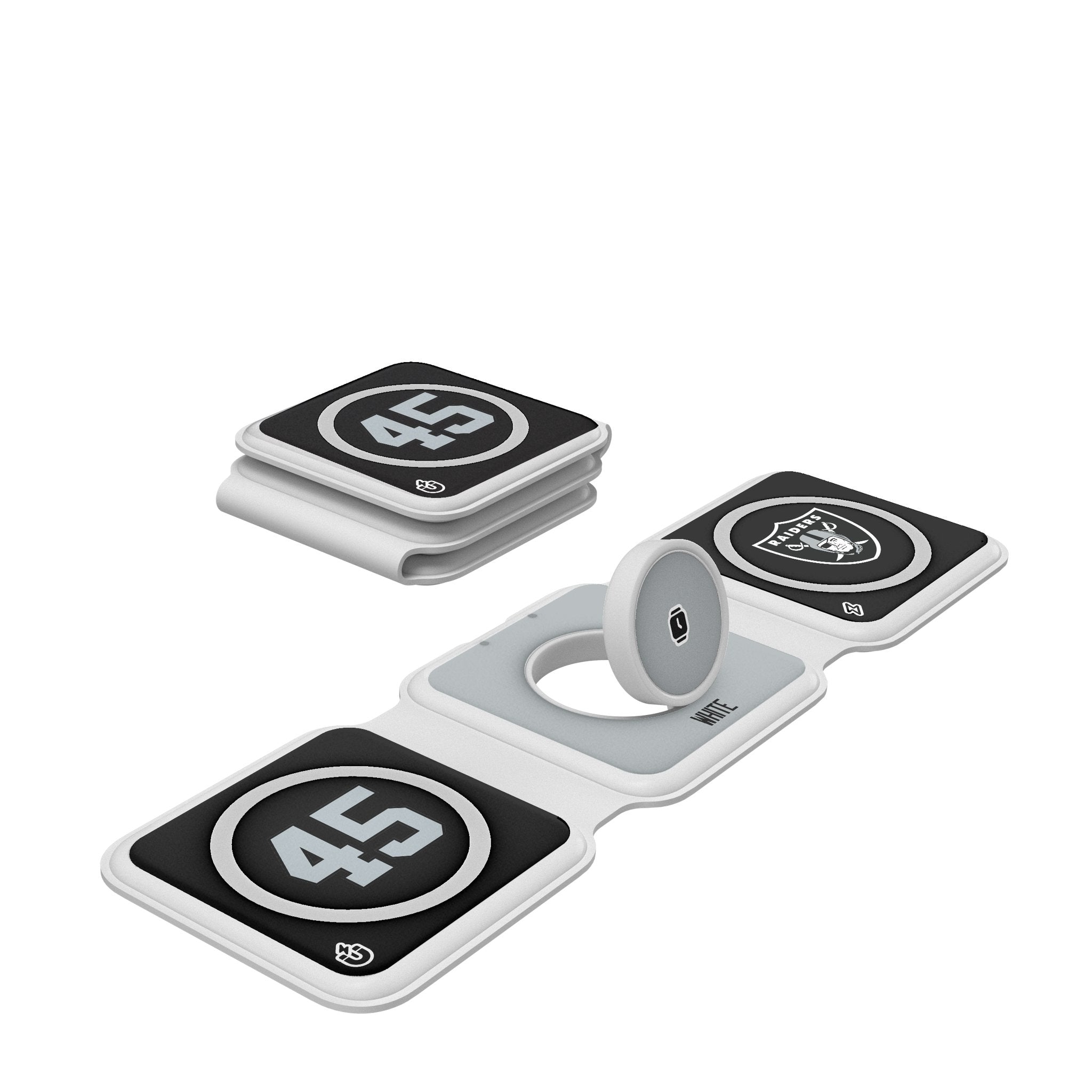Devin White Las Vegas Raiders 45 Game Tactic Foldable 3 in 1 Charger - Sports Gifts, Sports Memorabilia, Sports Collectibles, Fan Shop