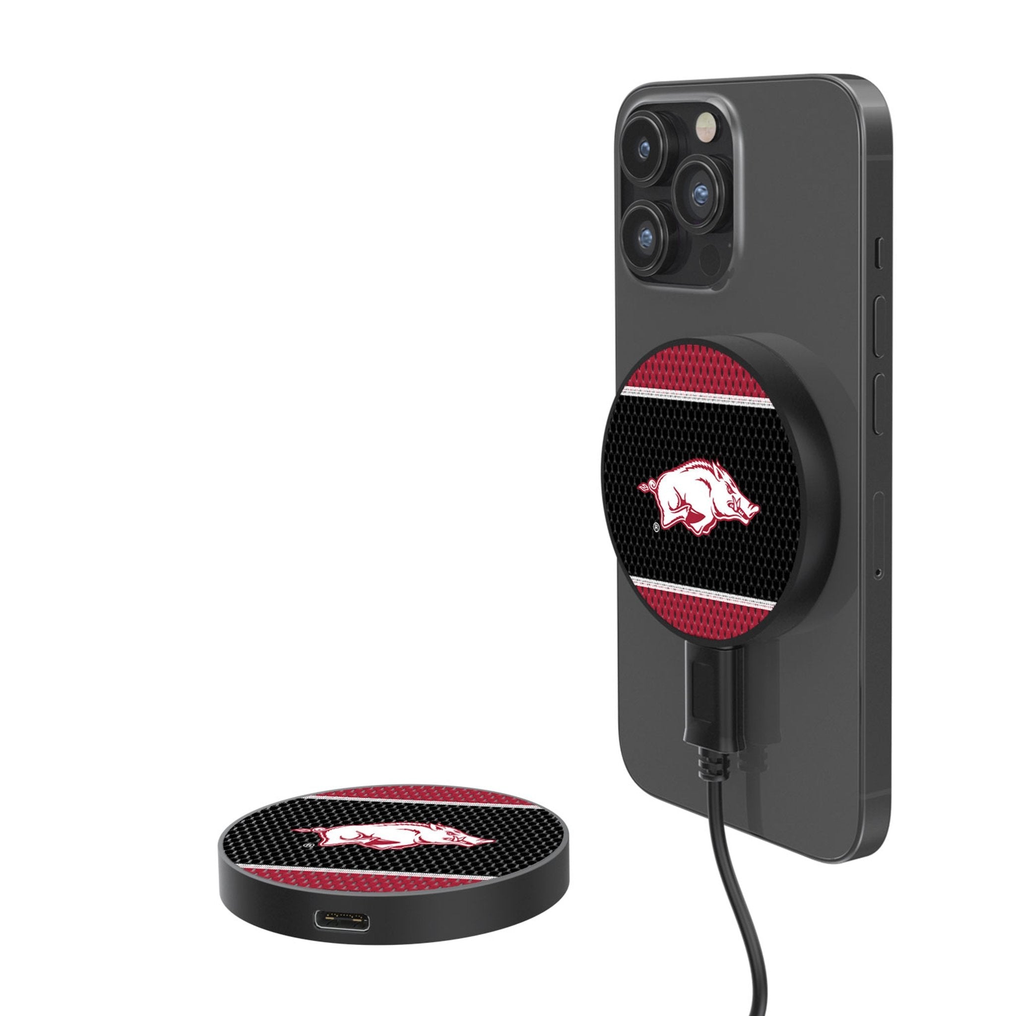University of Arkansas Fayetteville Razorbacks Mesh 15-Watt Wireless Magnetic Charger - Sports Gifts, Sports Memorabilia, Sports Collectibles, Fan Shop