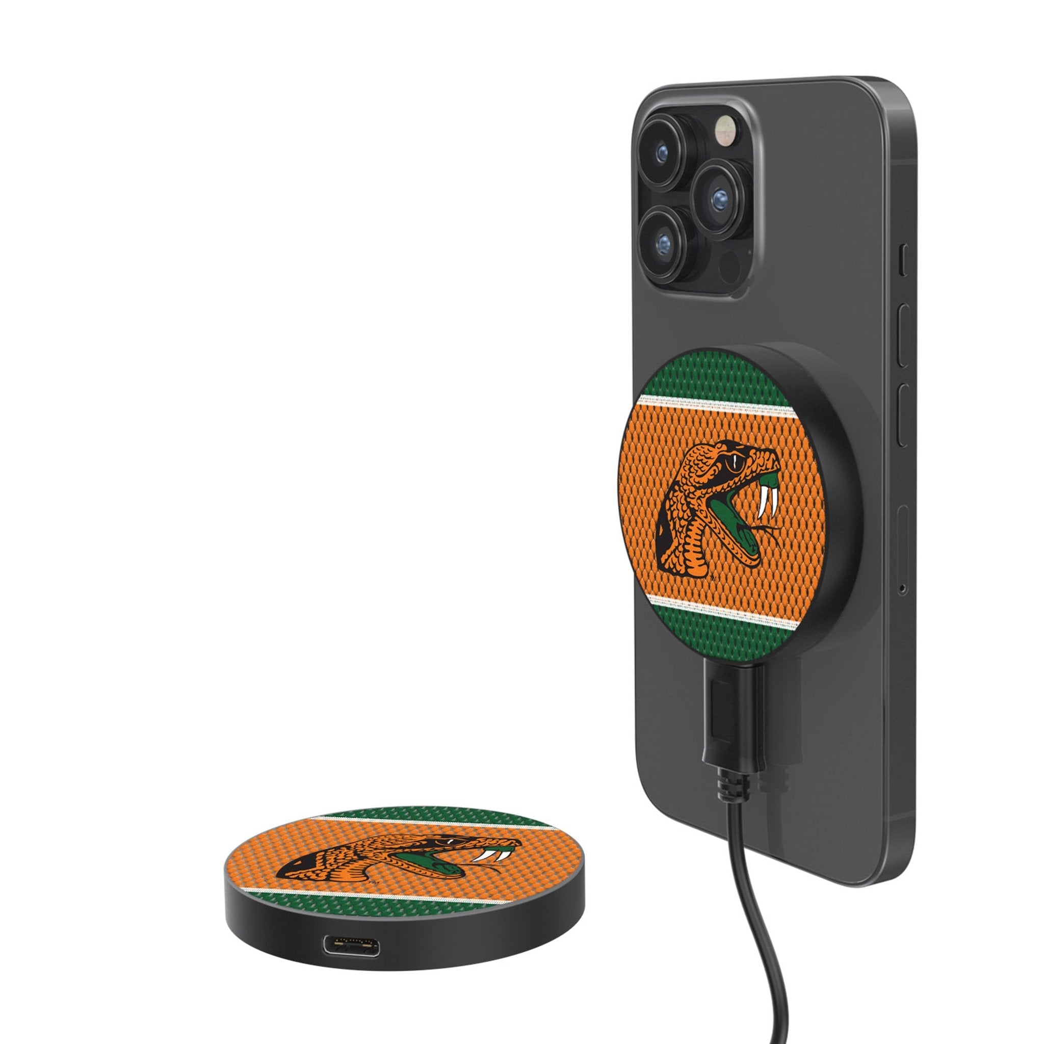 Florida A&M University Rattlers Mesh 15-Watt Wireless Magnetic Charger - Sports Gifts, Sports Memorabilia, Sports Collectibles, Fan Shop